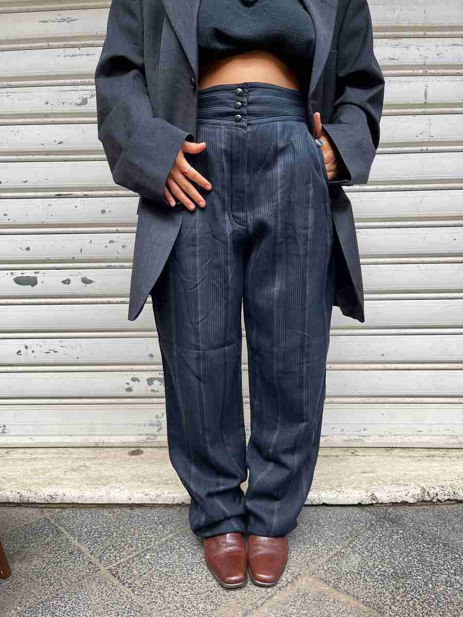 C241477D-3585-4A28-B913-EF87C1D43C68 Pantalone gessato vita alta