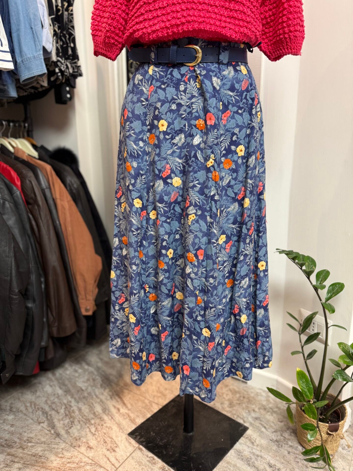 Gonna floreale con cintura