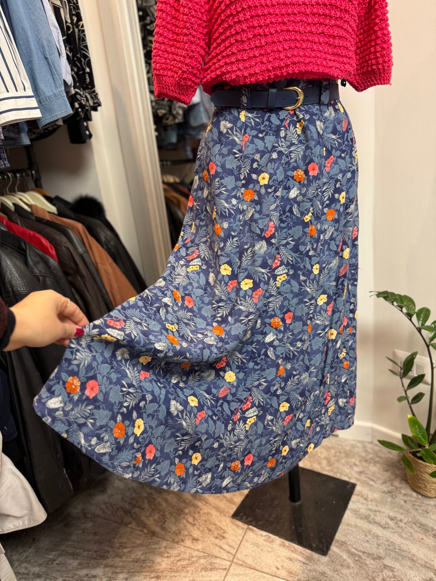 Gonna floreale con cintura