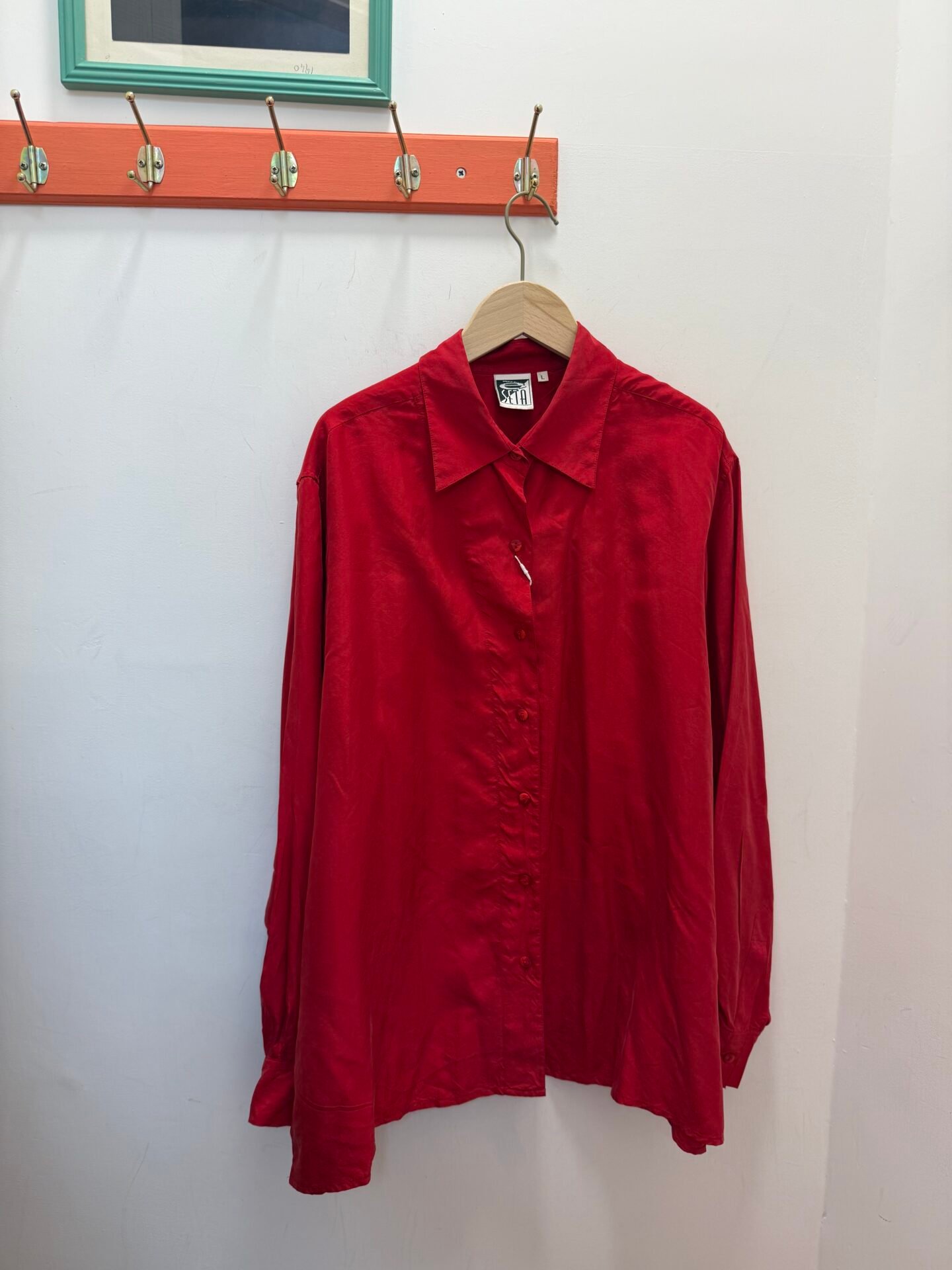 Camicia rossa in seta L/XL
