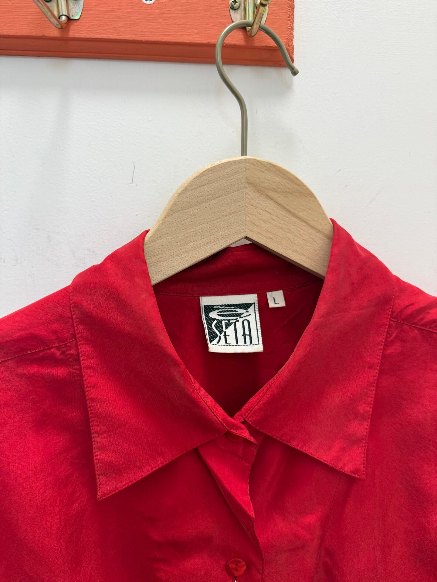 Camicia rossa in seta L/XL