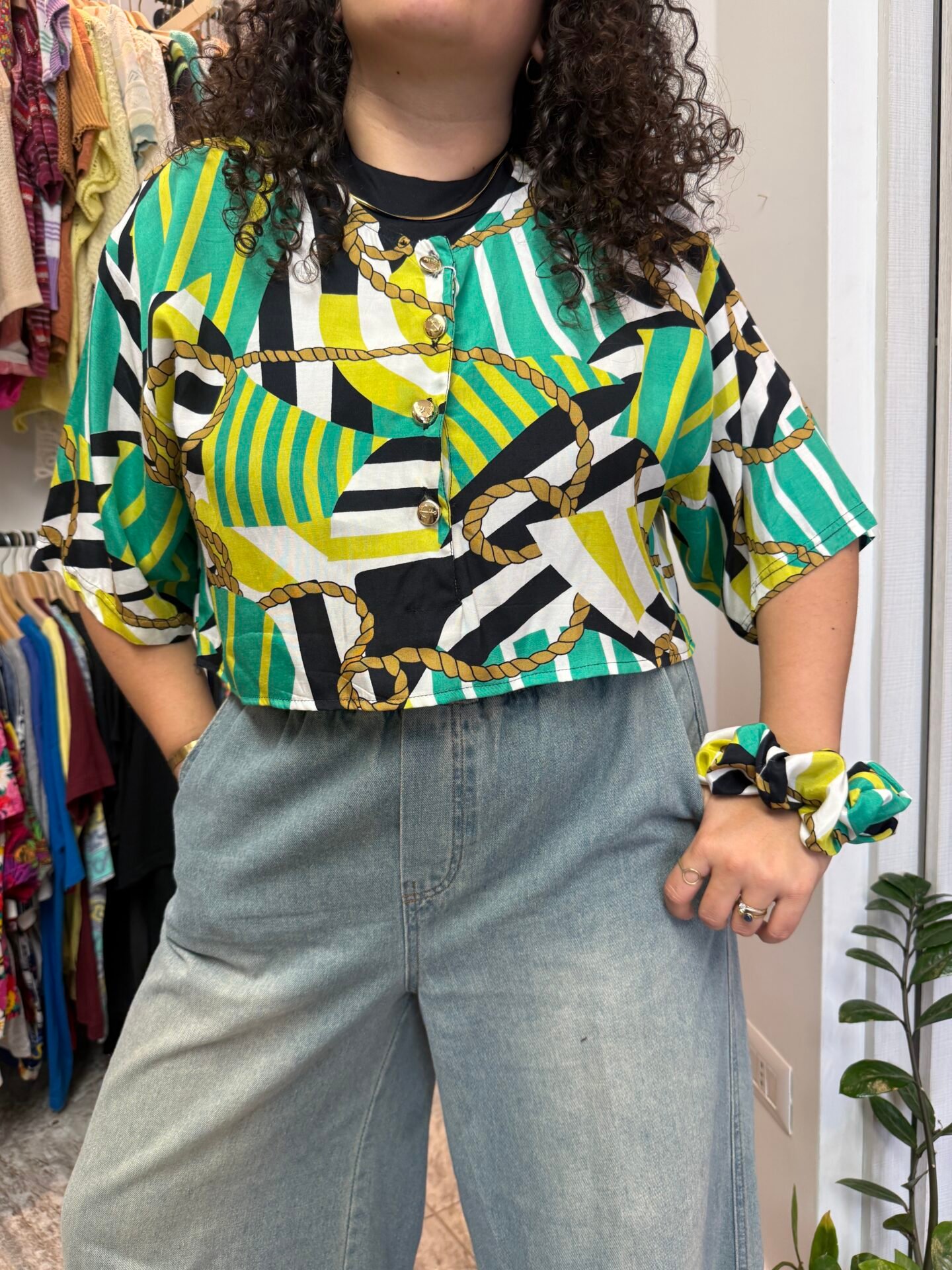 Camicia crop + elastico