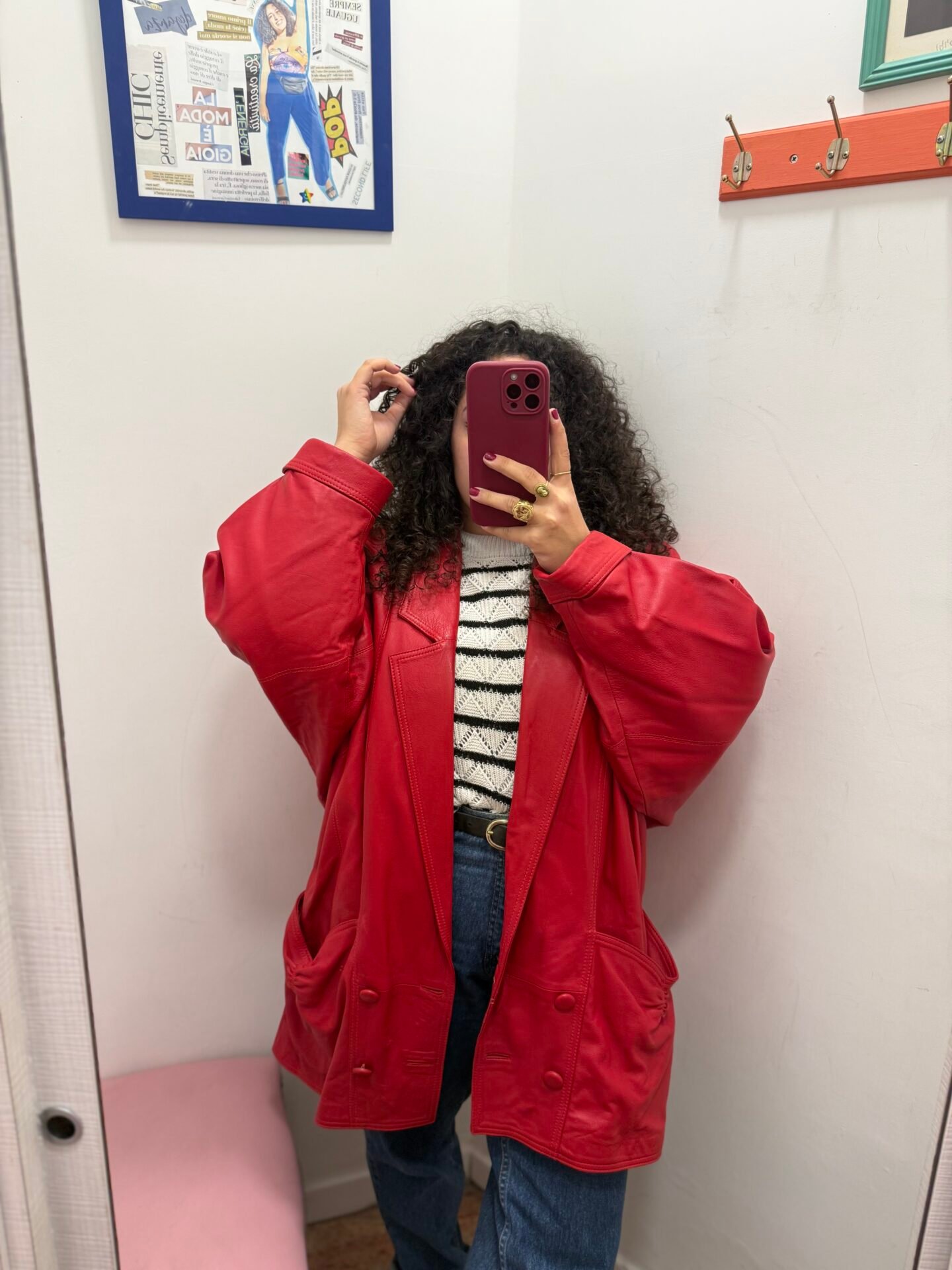 Giacca in pelle rossa