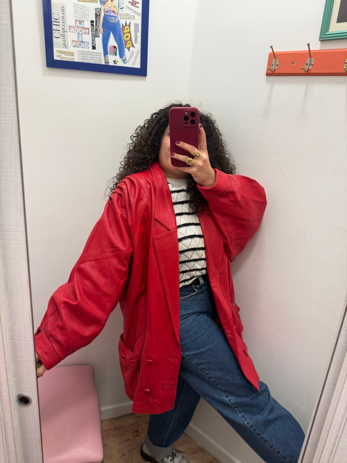 Giacca in pelle rossa