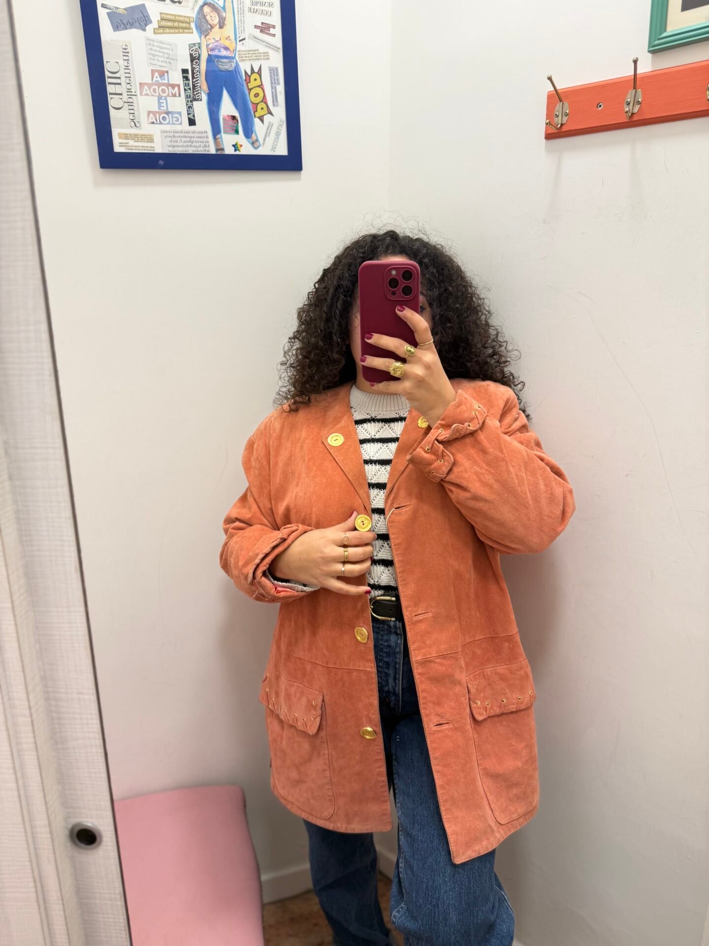 Giacca in pelle arancione