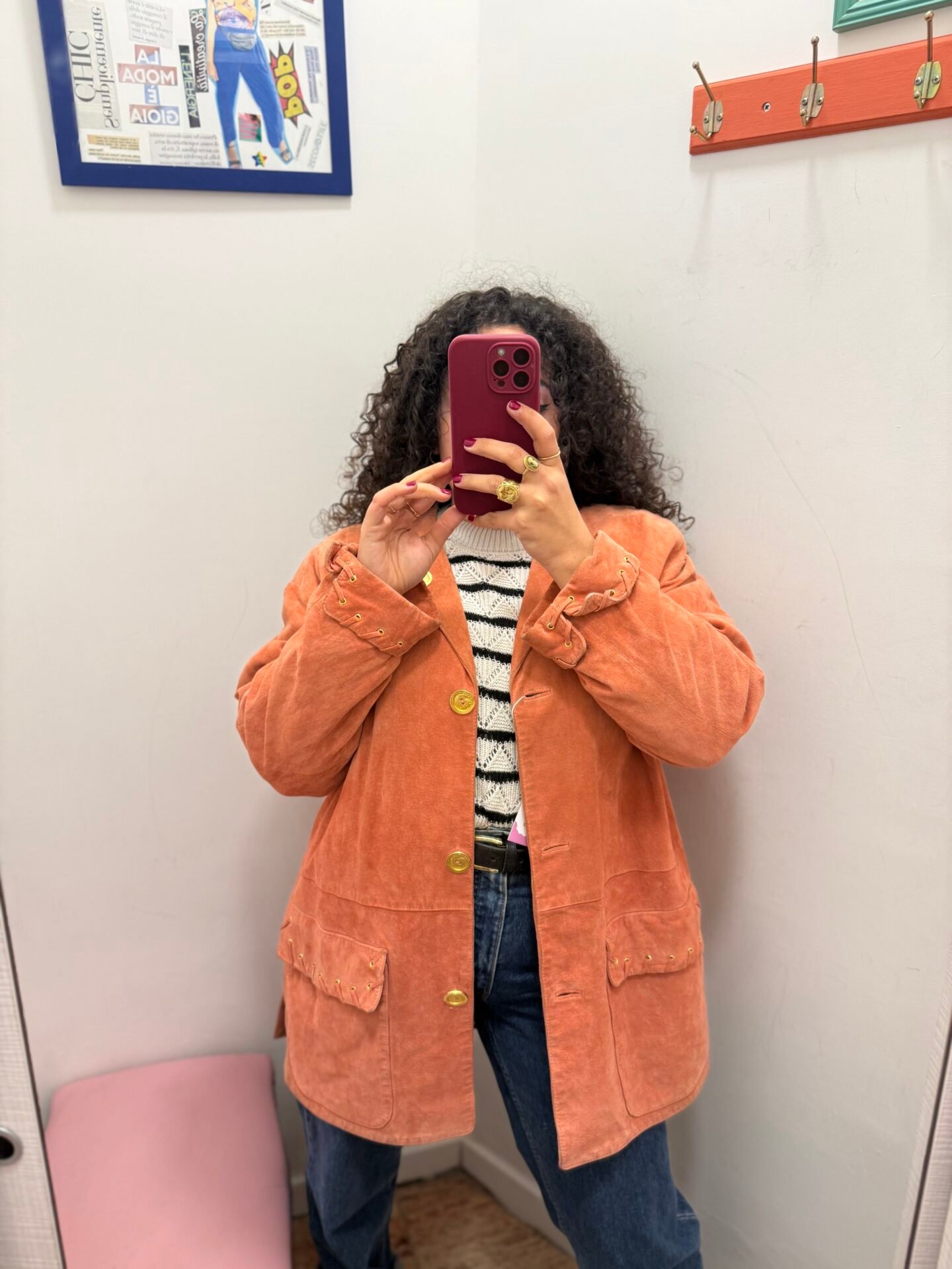 Giacca in pelle arancione