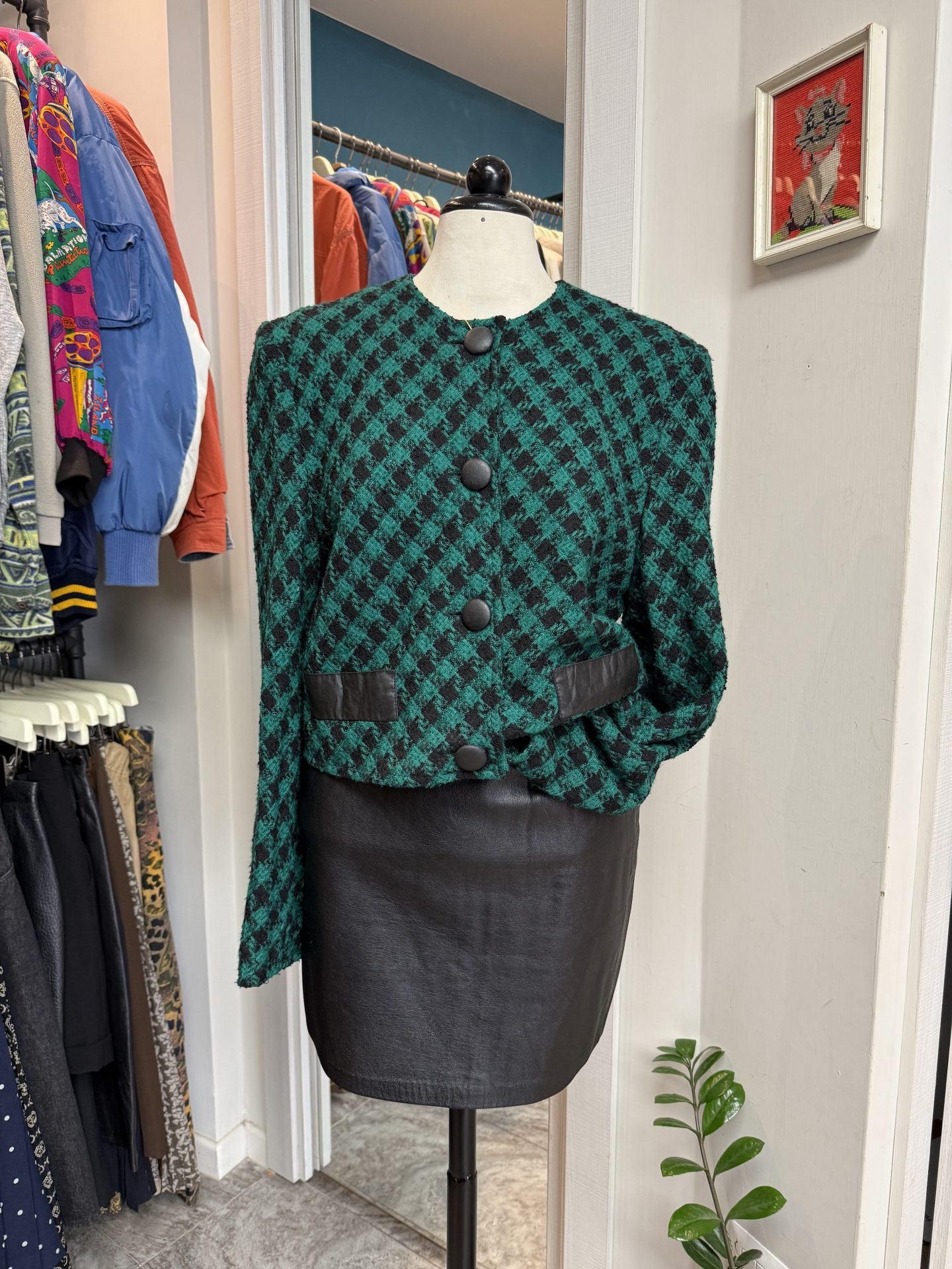 blazer crop verde e nero