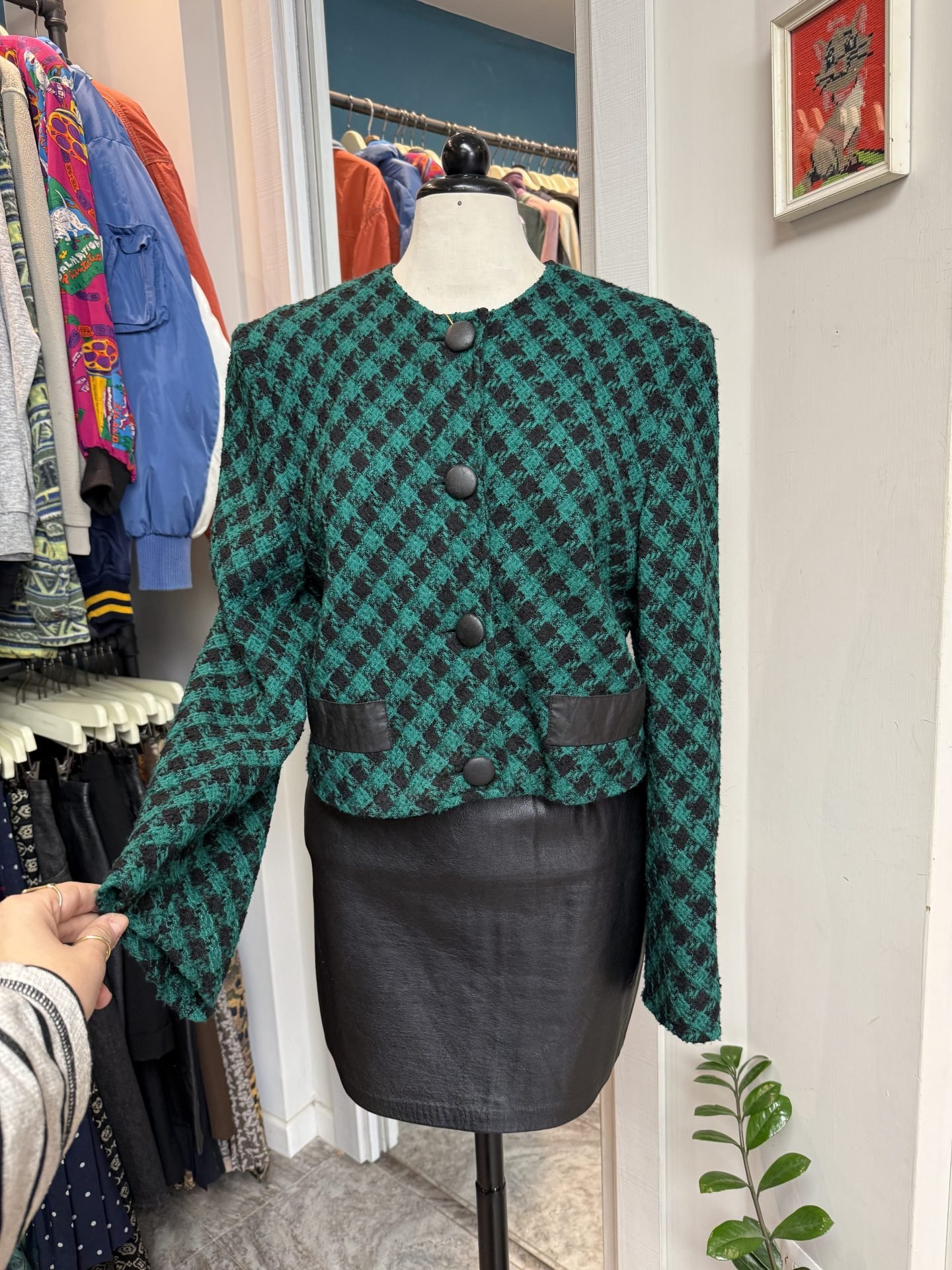 blazer crop verde e nero