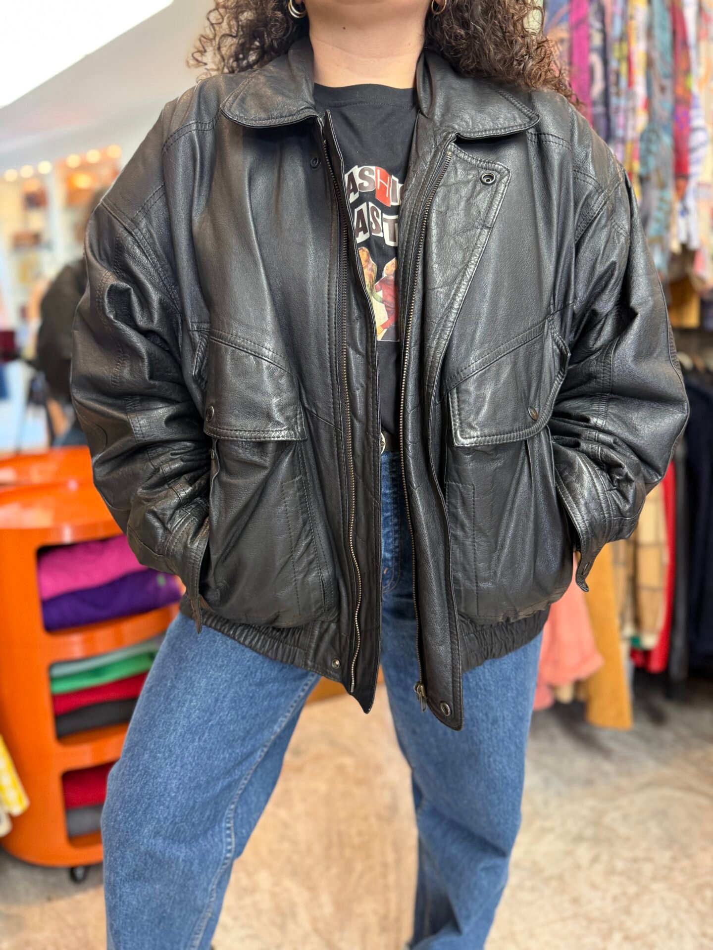 Giacca in pelle nera