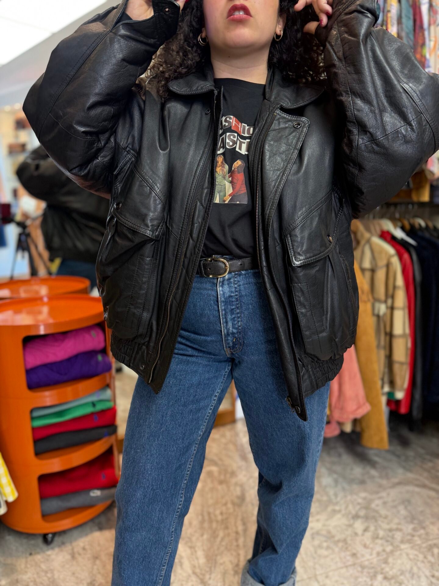 Giacca in pelle nera