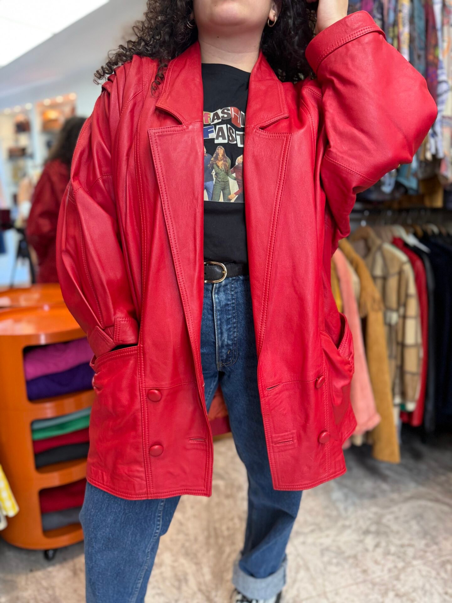 Giacca in pelle rossa