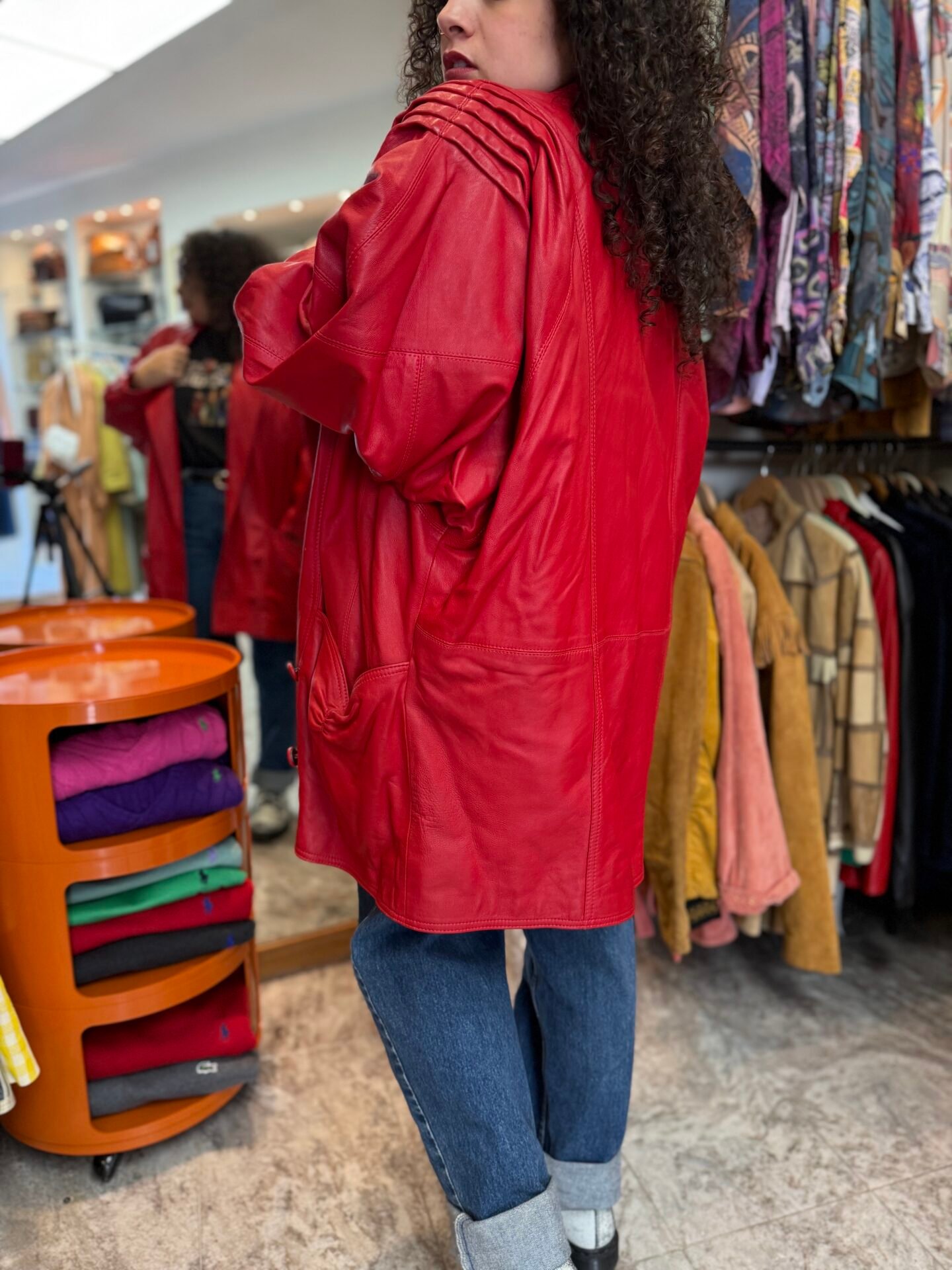 Giacca in pelle rossa