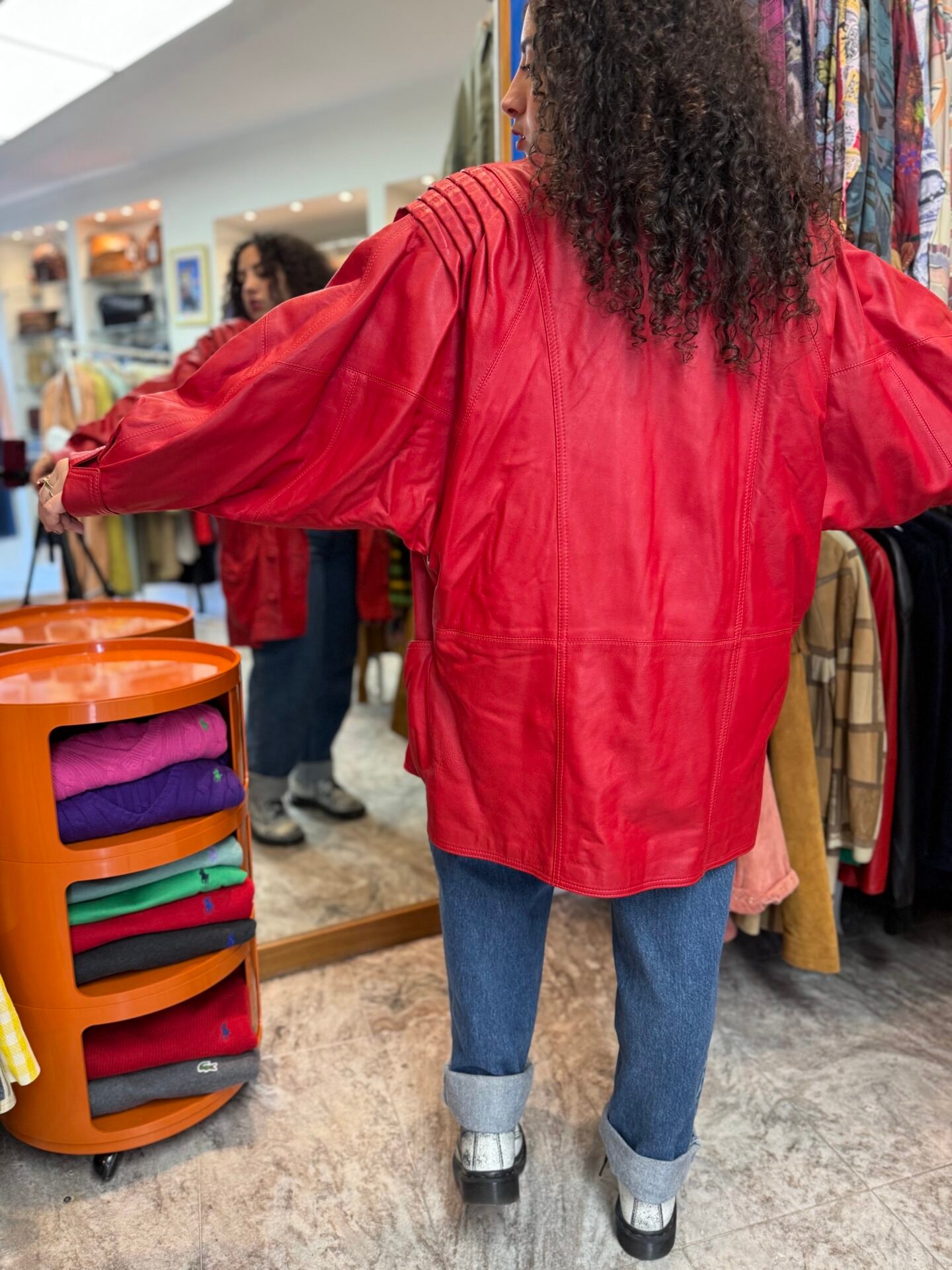 Giacca in pelle rossa