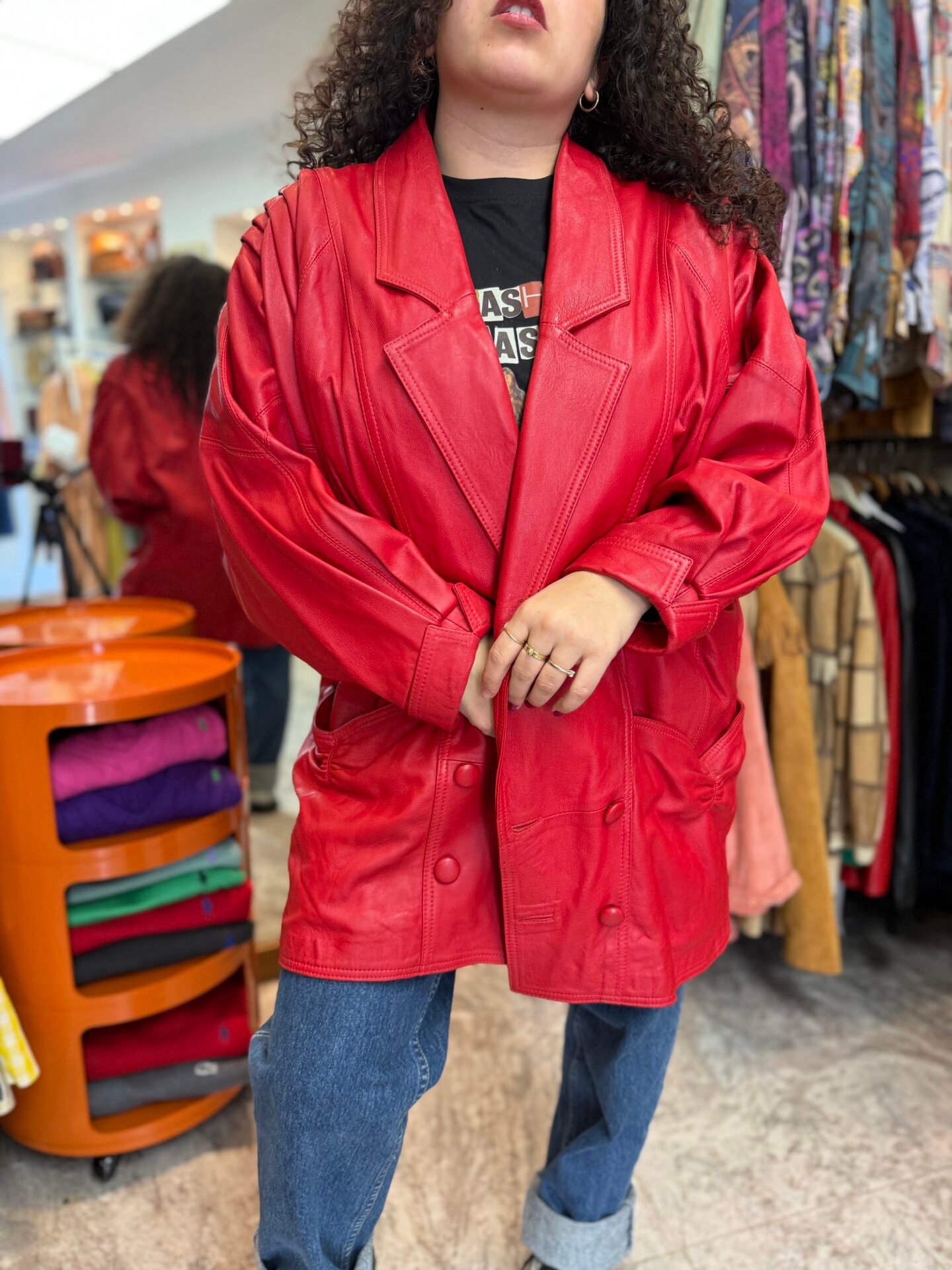 Giacca in pelle rossa