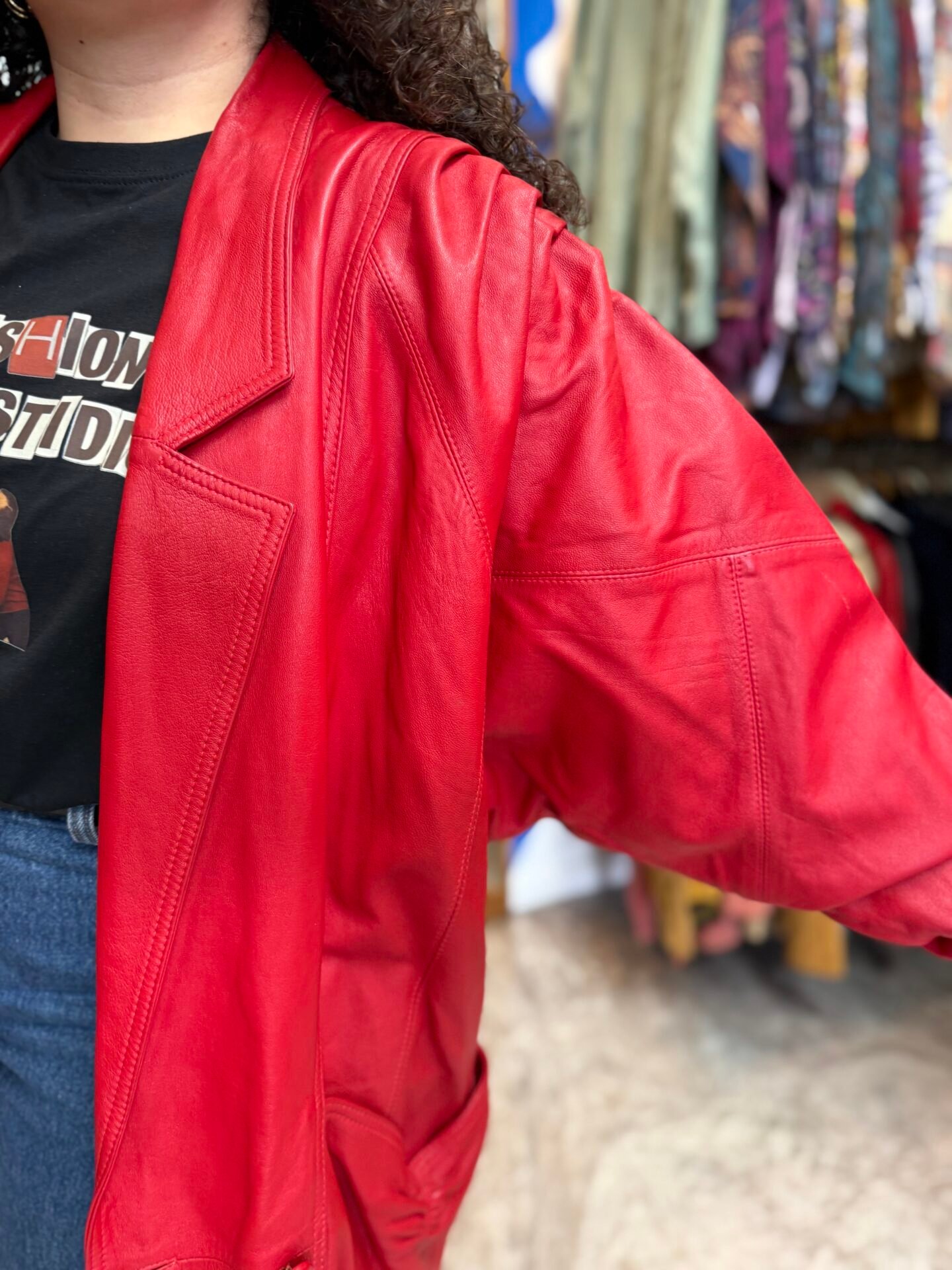 Giacca in pelle rossa