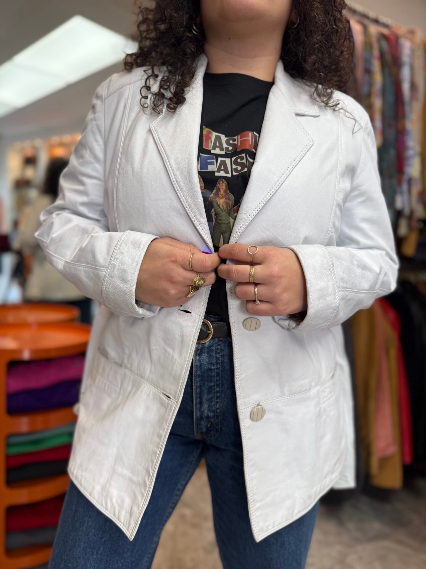 Giacca in pelle bianca