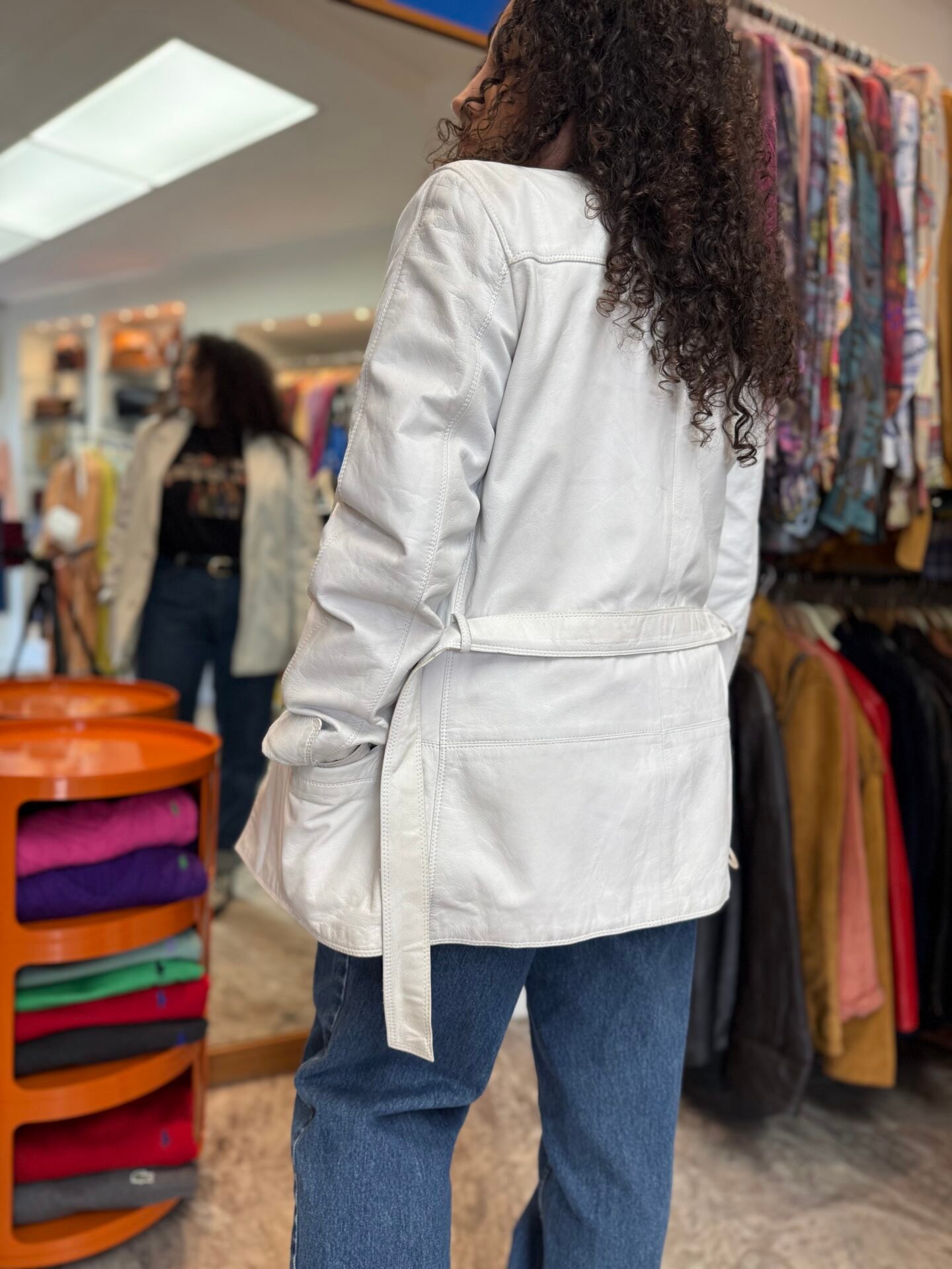 Giacca in pelle bianca