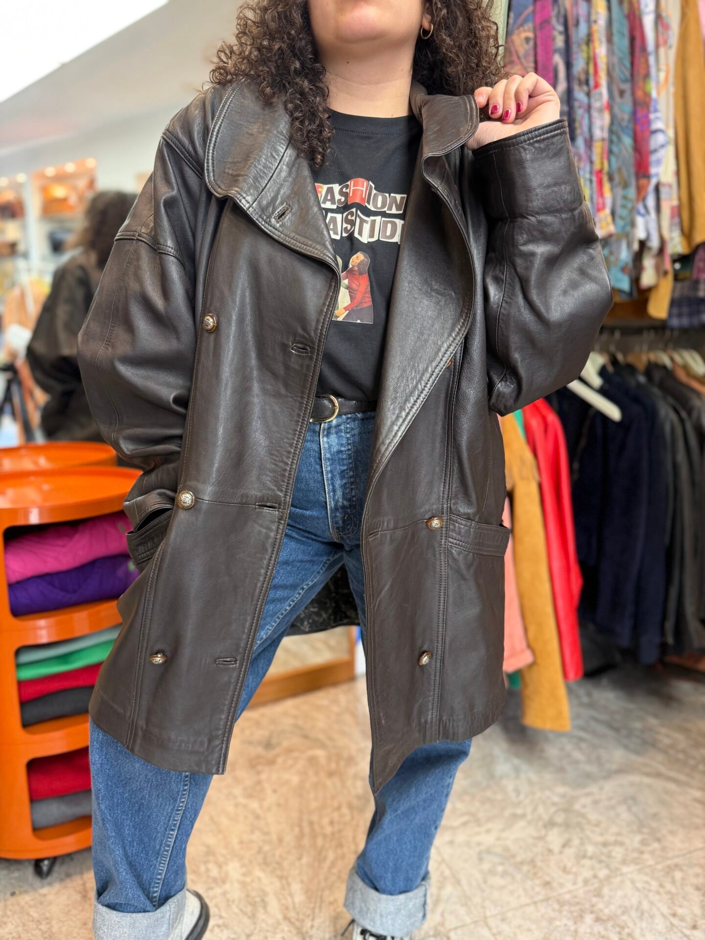 Giacca in pelle marrone