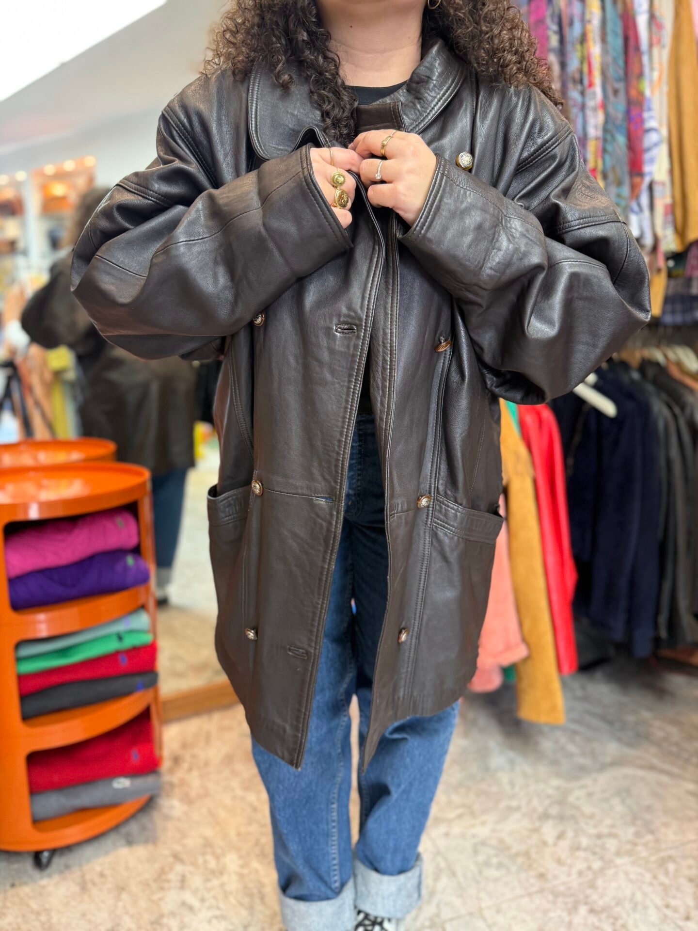 Giacca in pelle marrone