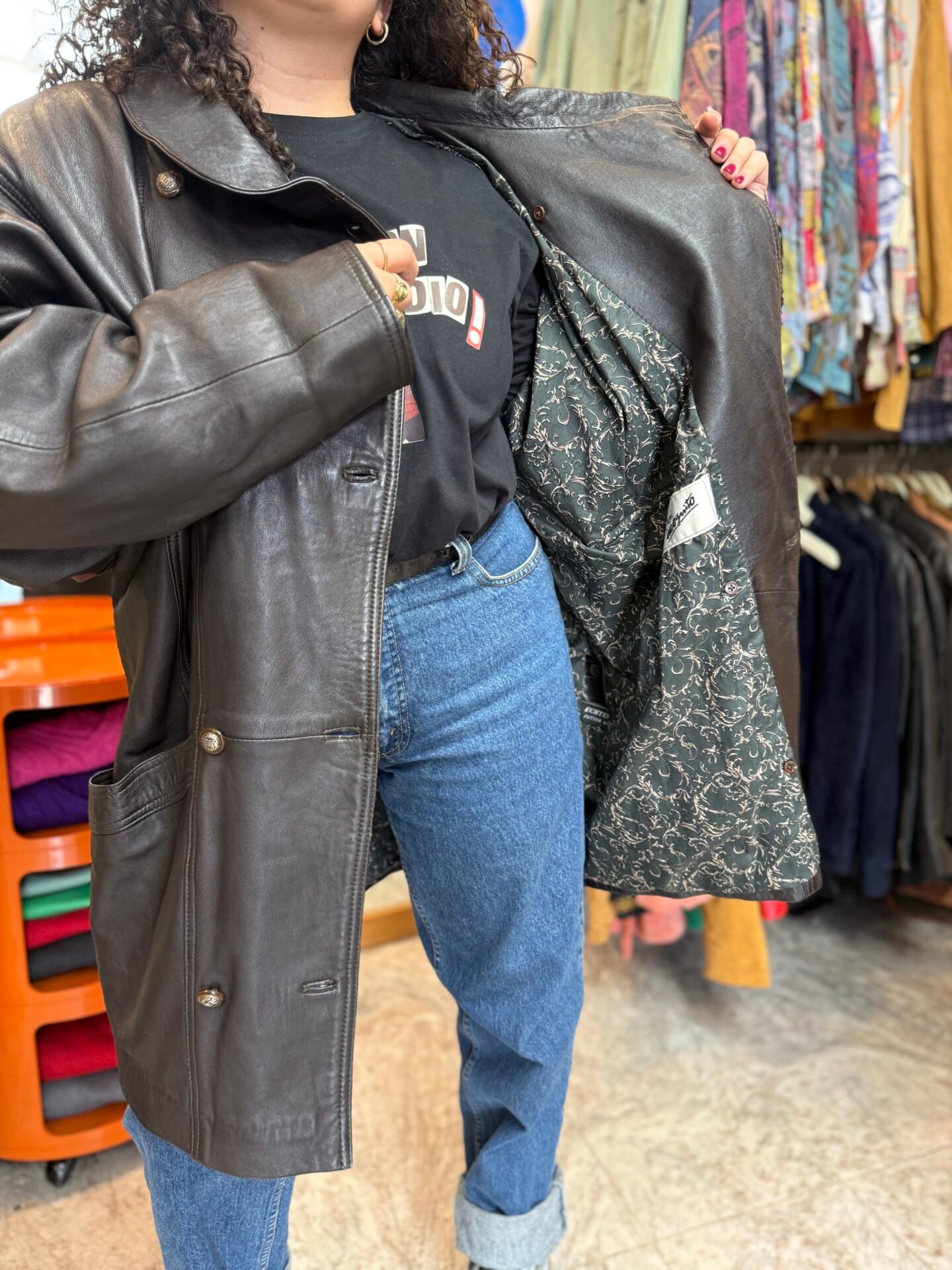 Giacca in pelle marrone