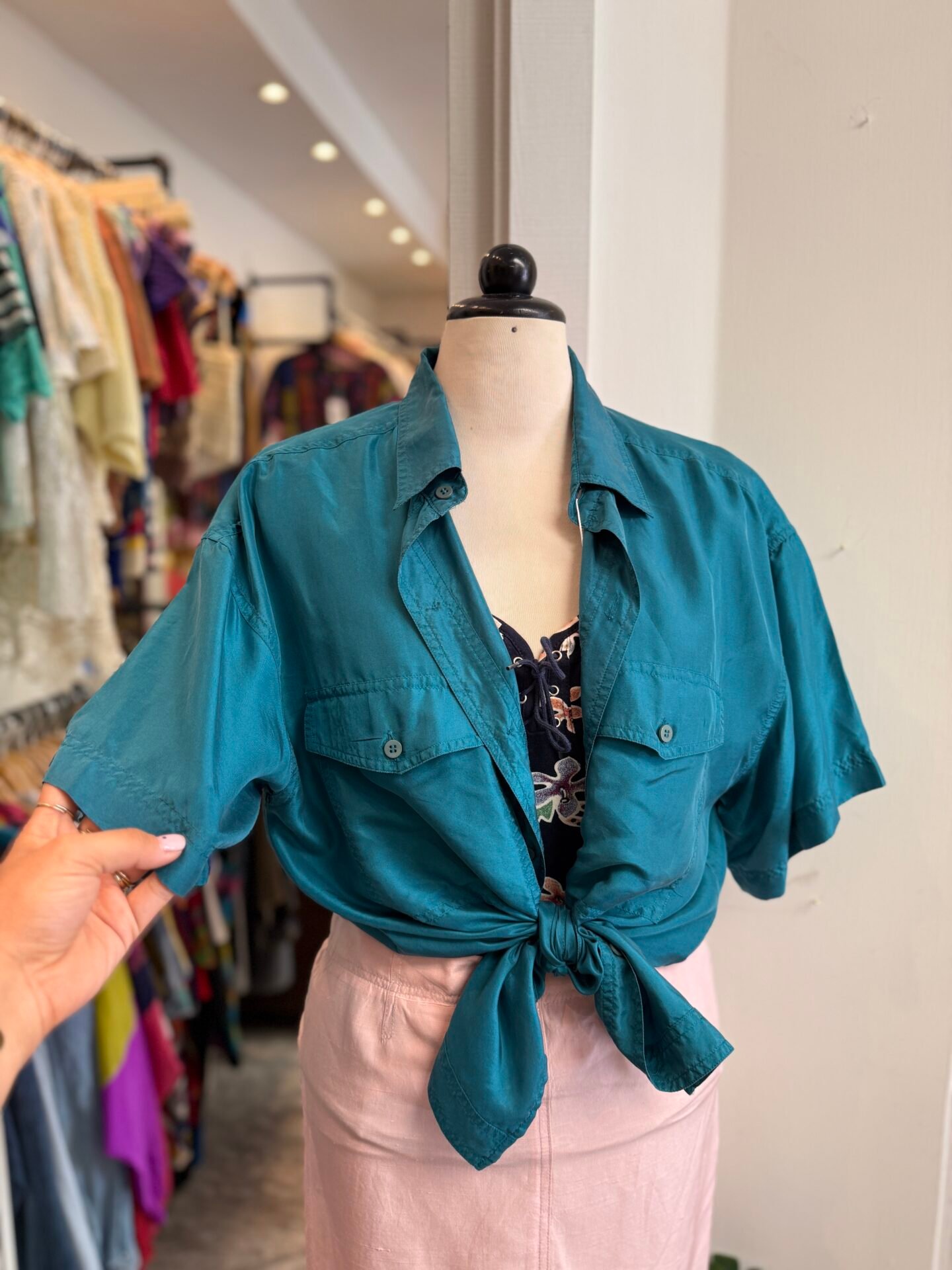 Camicia in seta ottanio