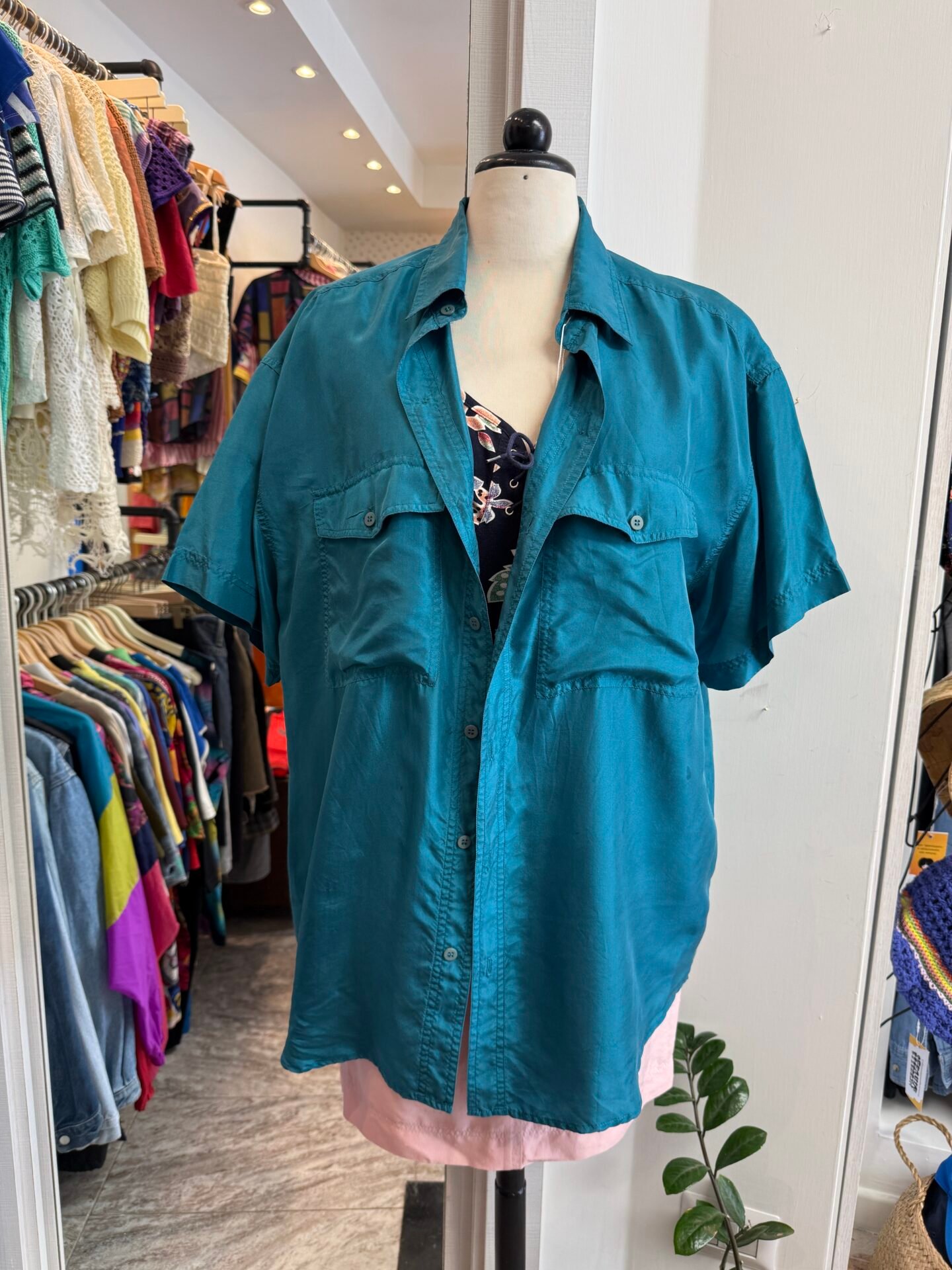 Camicia in seta ottanio