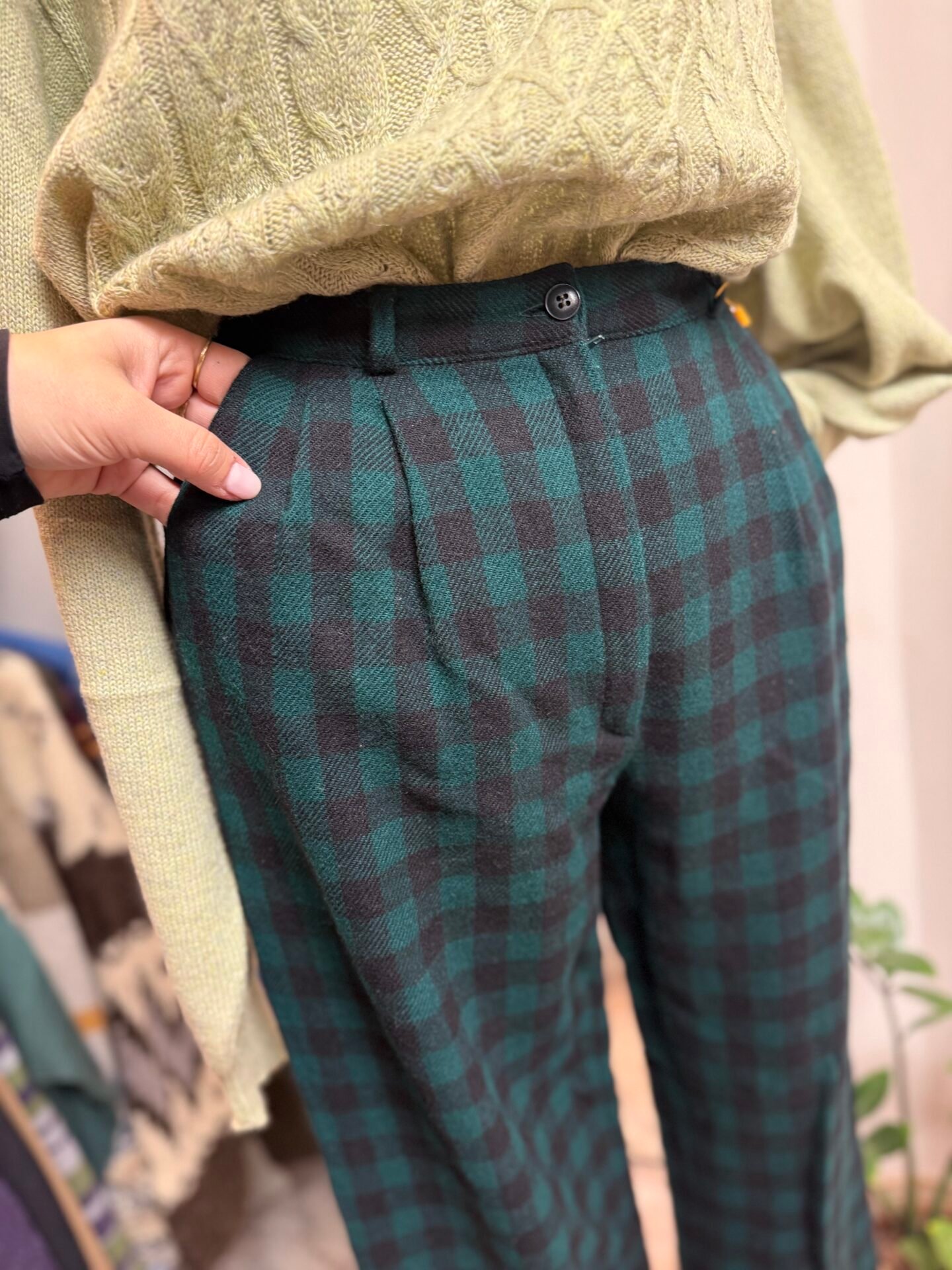 Pantalone tartan verde