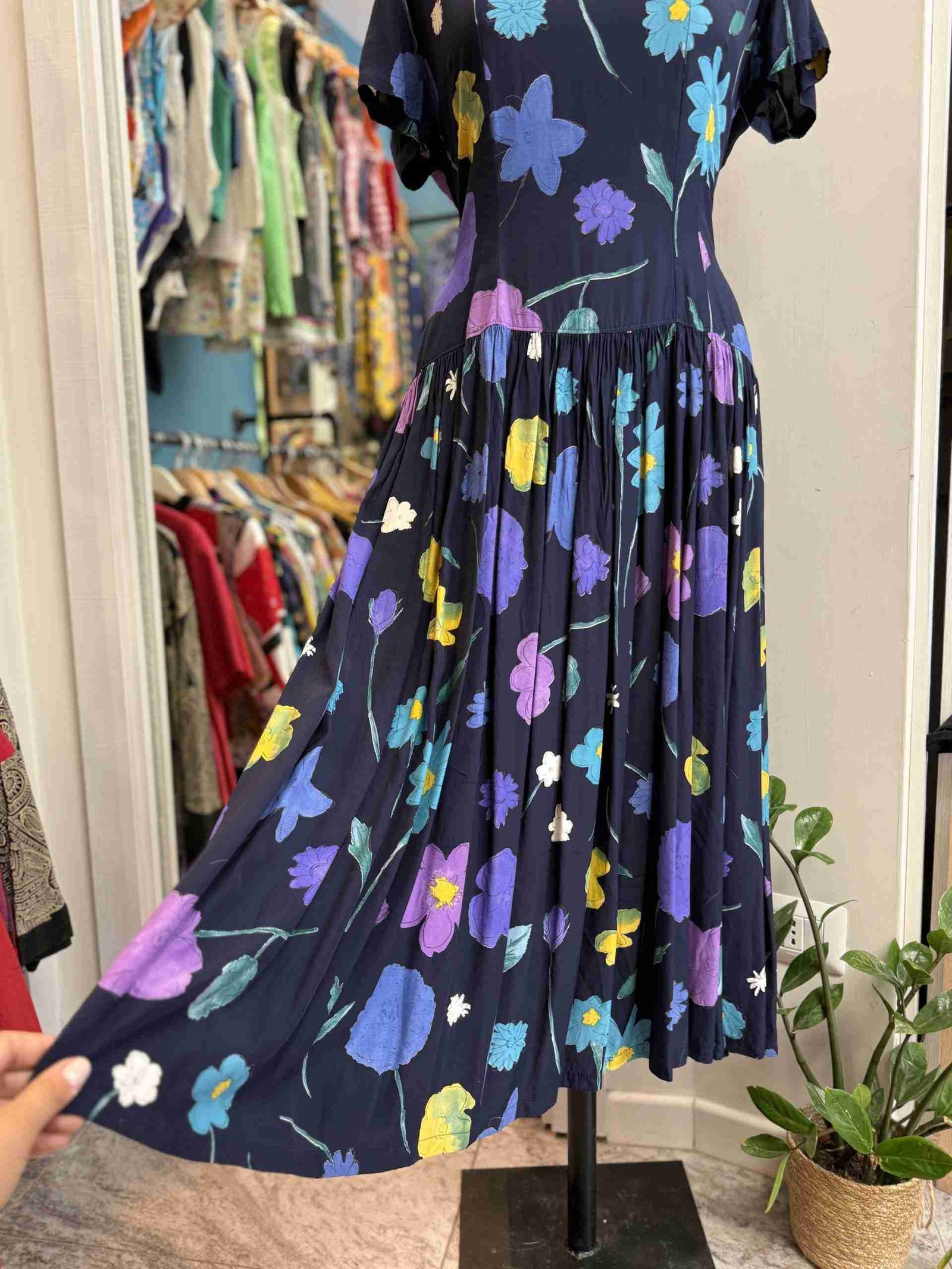 Vestito blu floreale