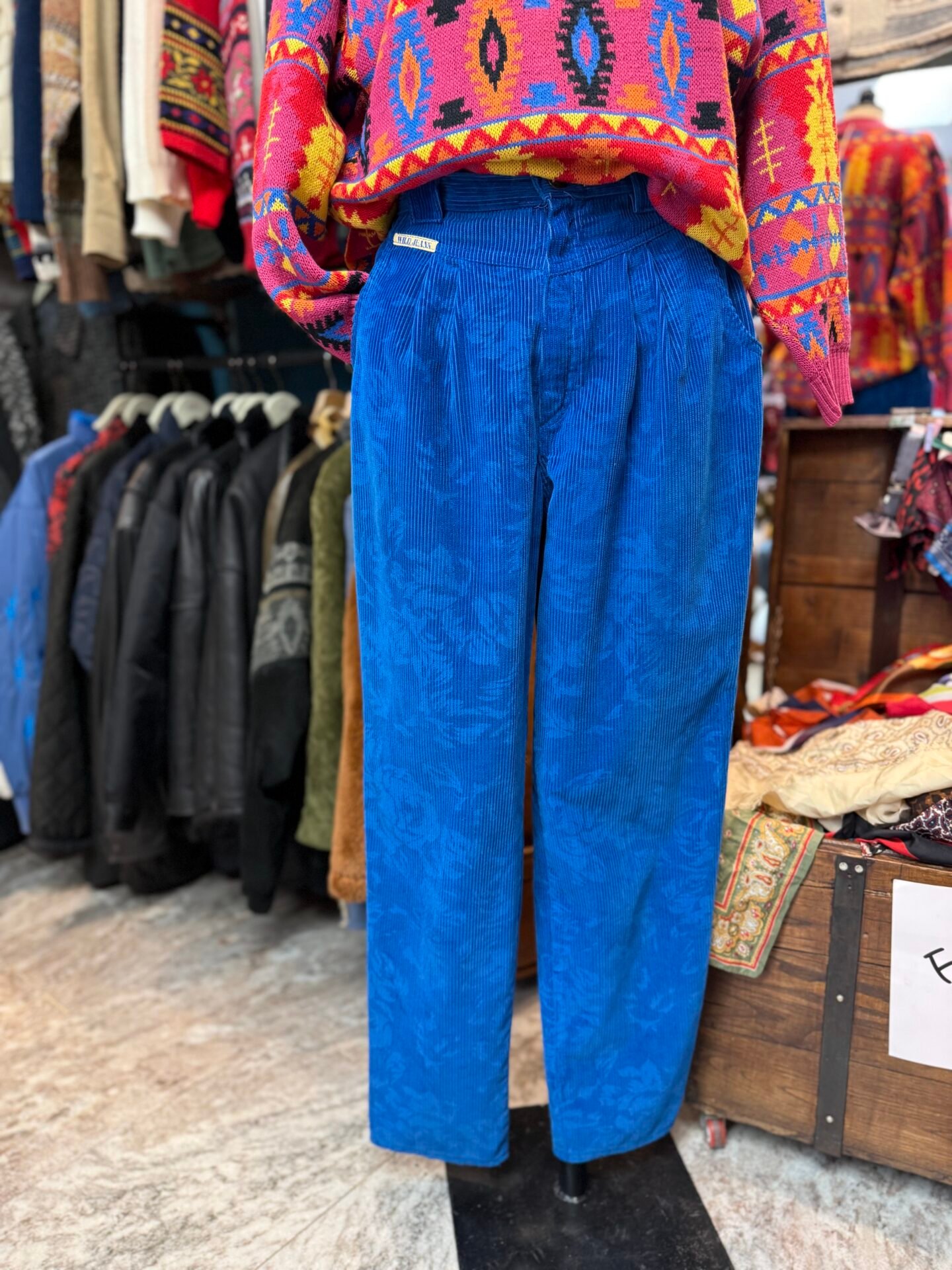 Pantalone velluto blu