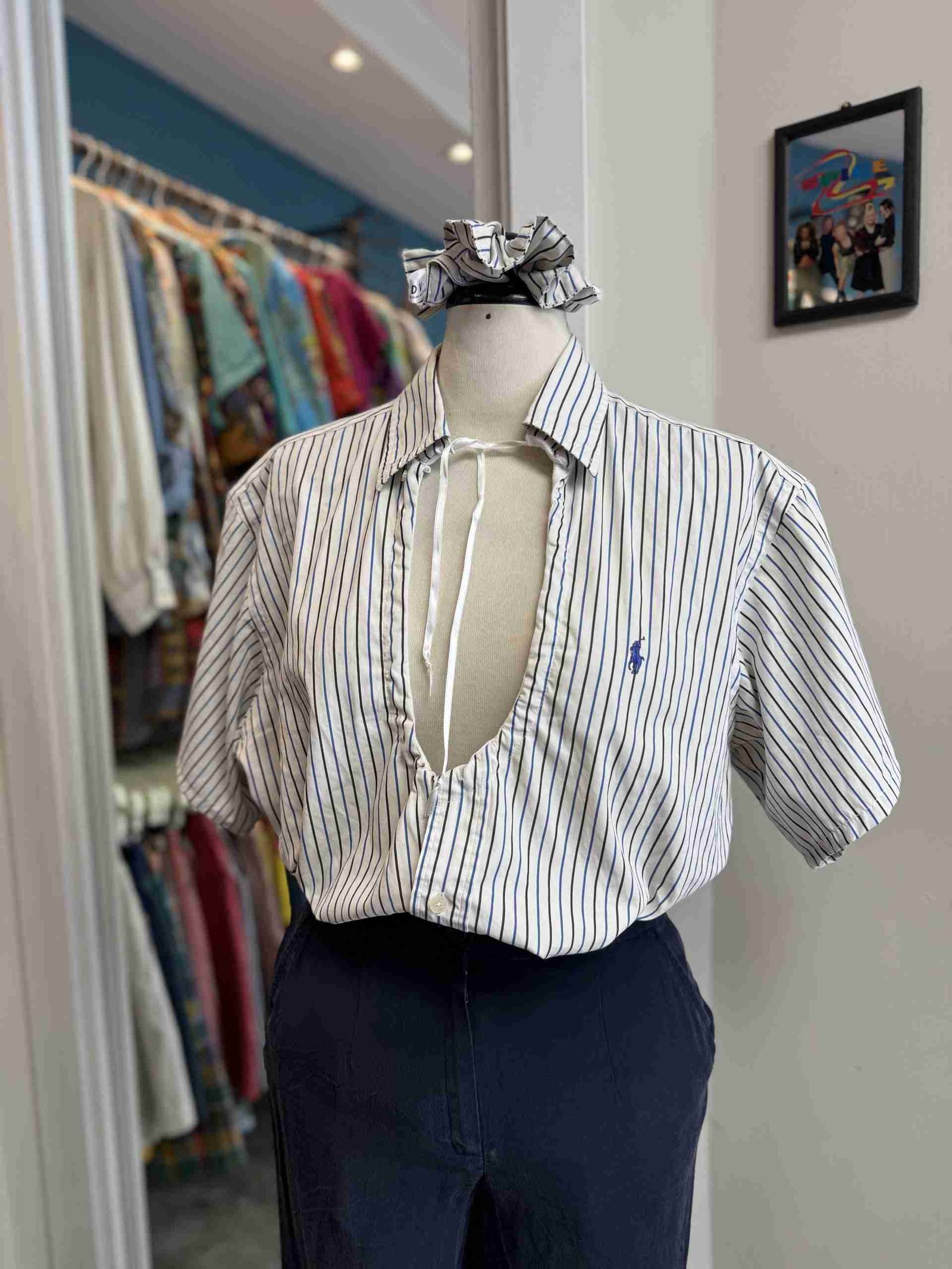 Camicia upcycled Ralph Lauren + scrunchies