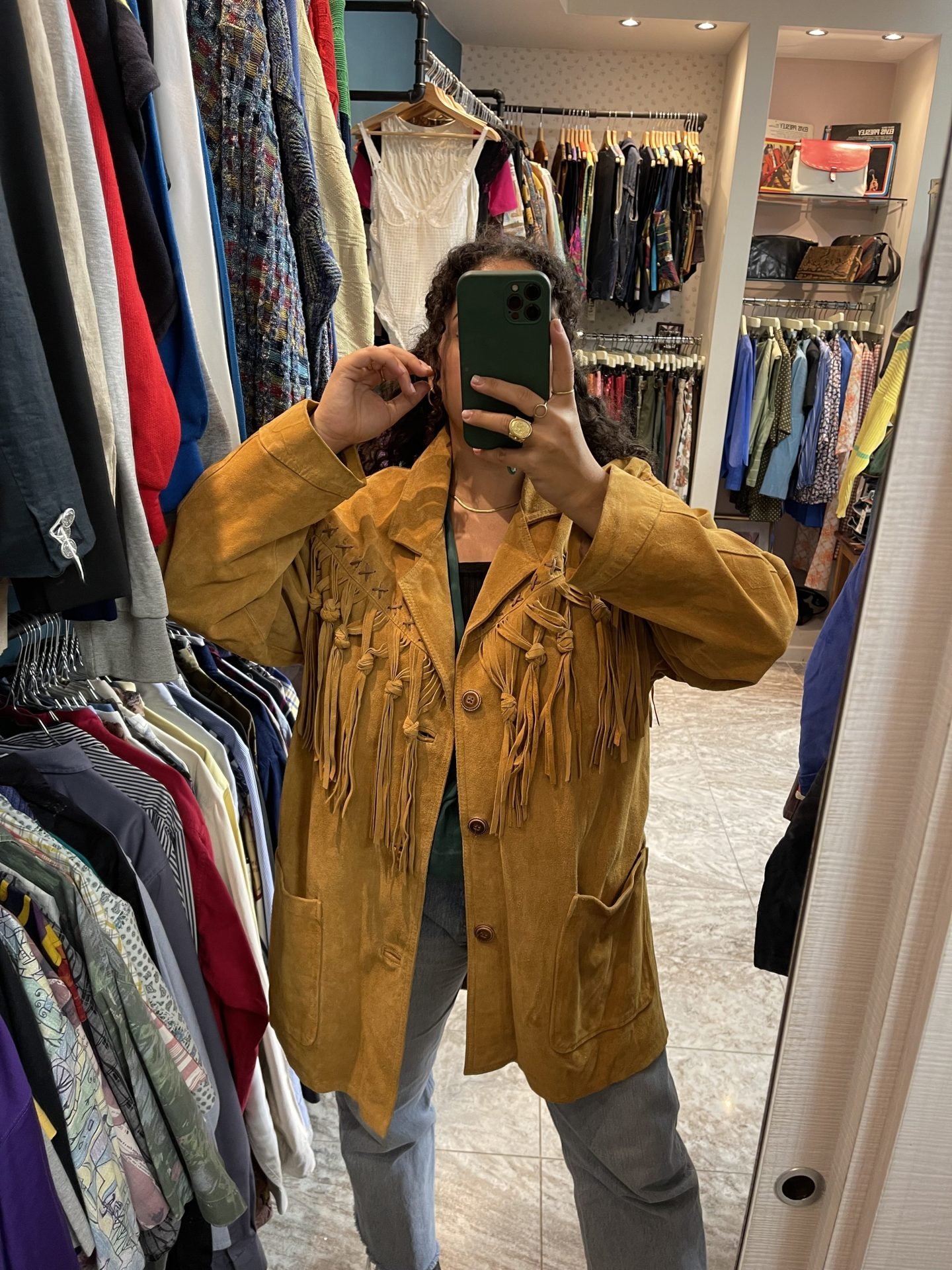 Giacca scamosciata con frange