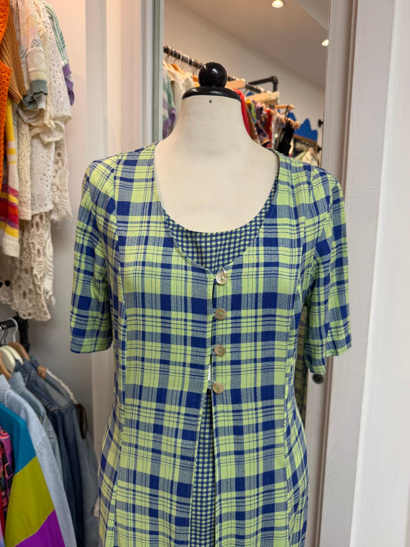 IMG_3484 Vestito Vichy verde e blu