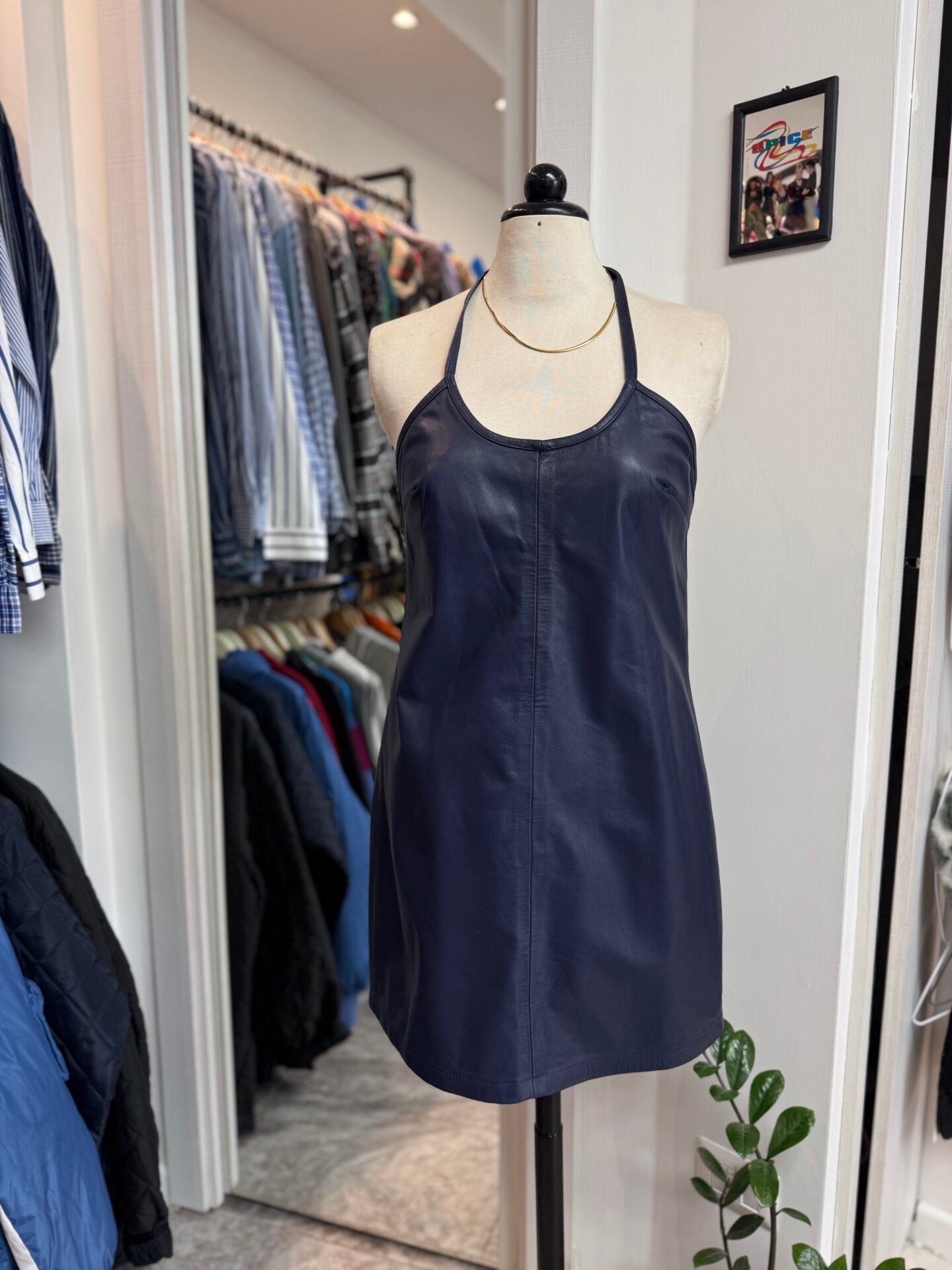 Vestito in pelle blu SISLEY