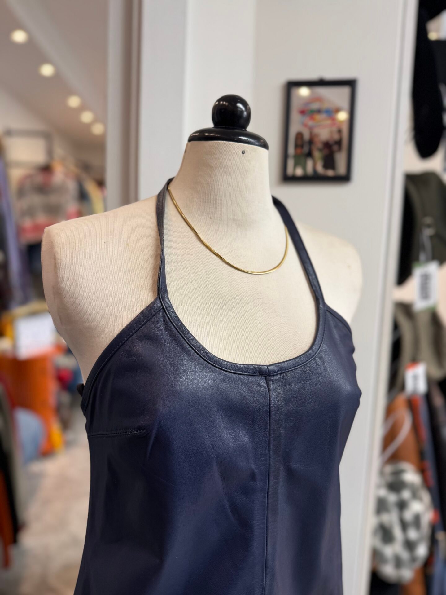 Vestito in pelle blu SISLEY