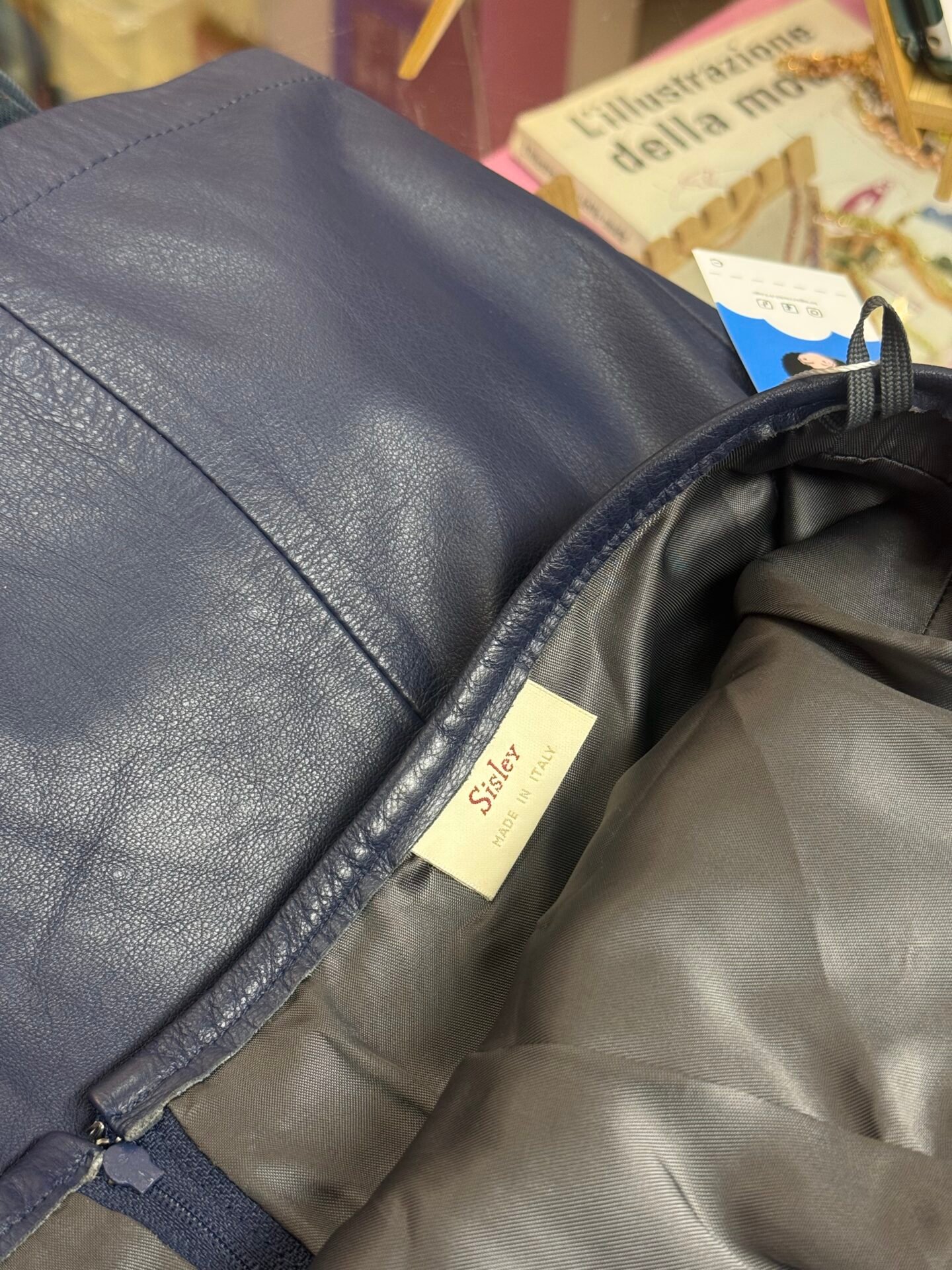 Vestito in pelle blu SISLEY