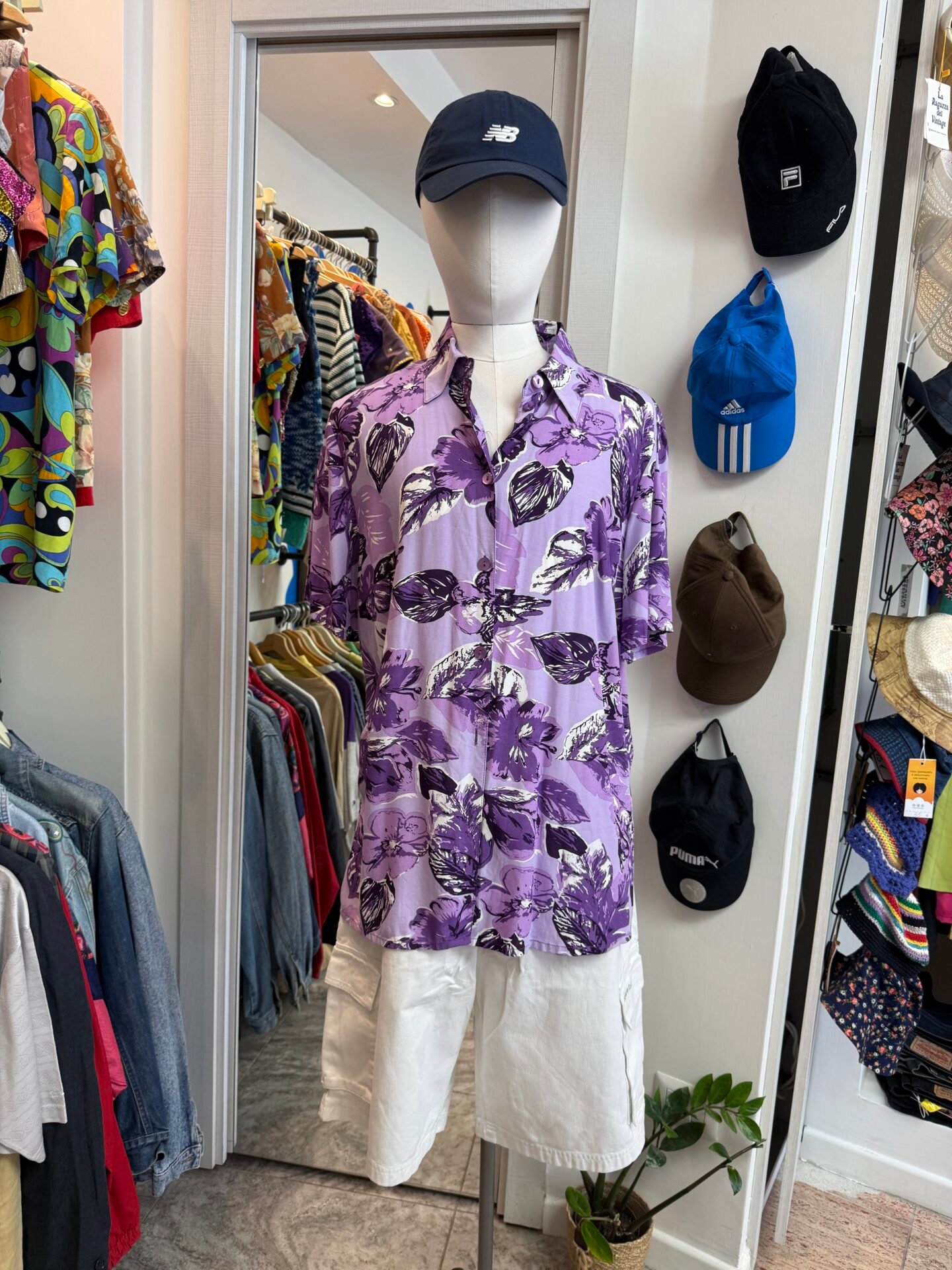 Camicia hawaiana viola L