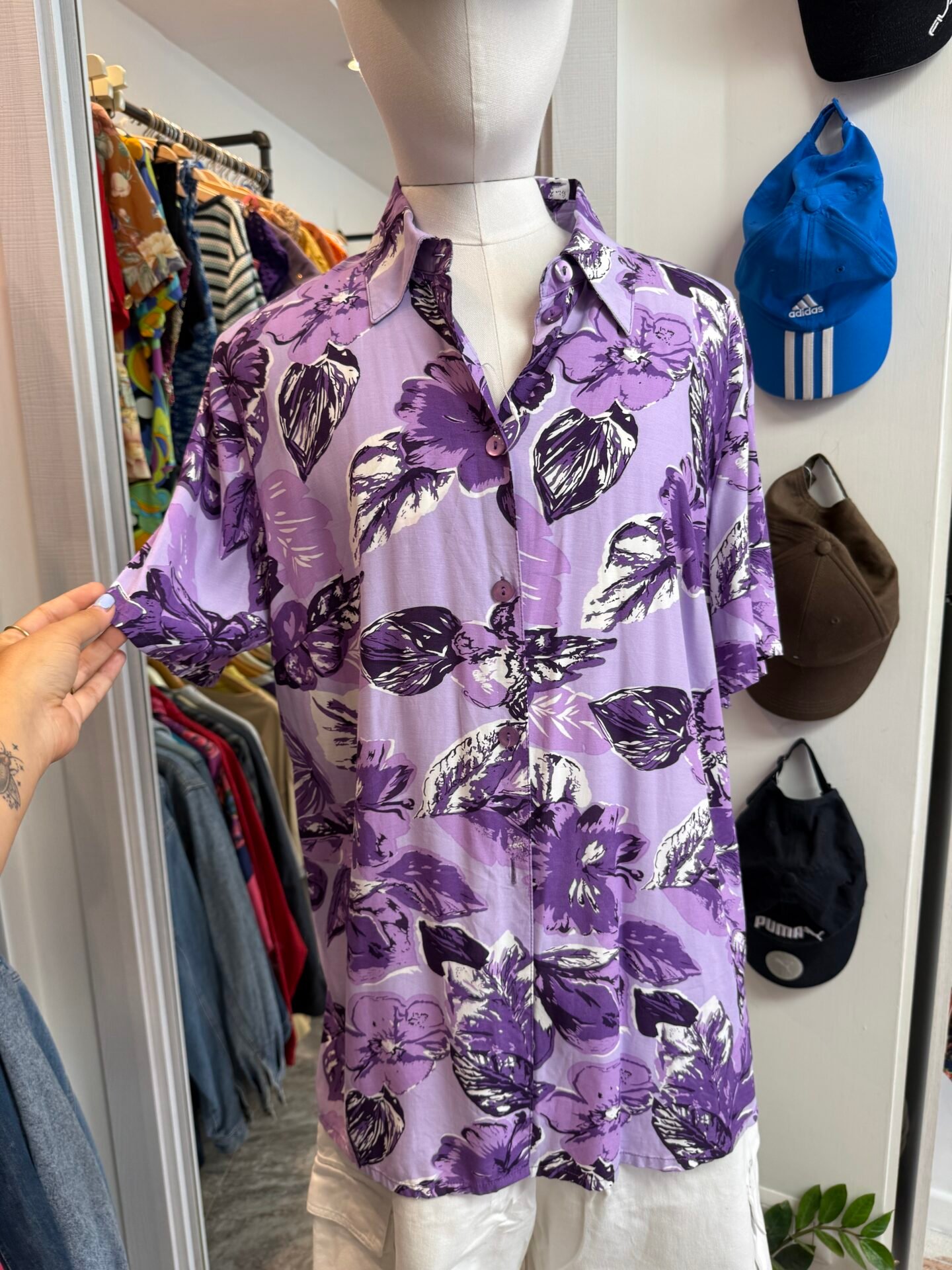 Camicia hawaiana viola L