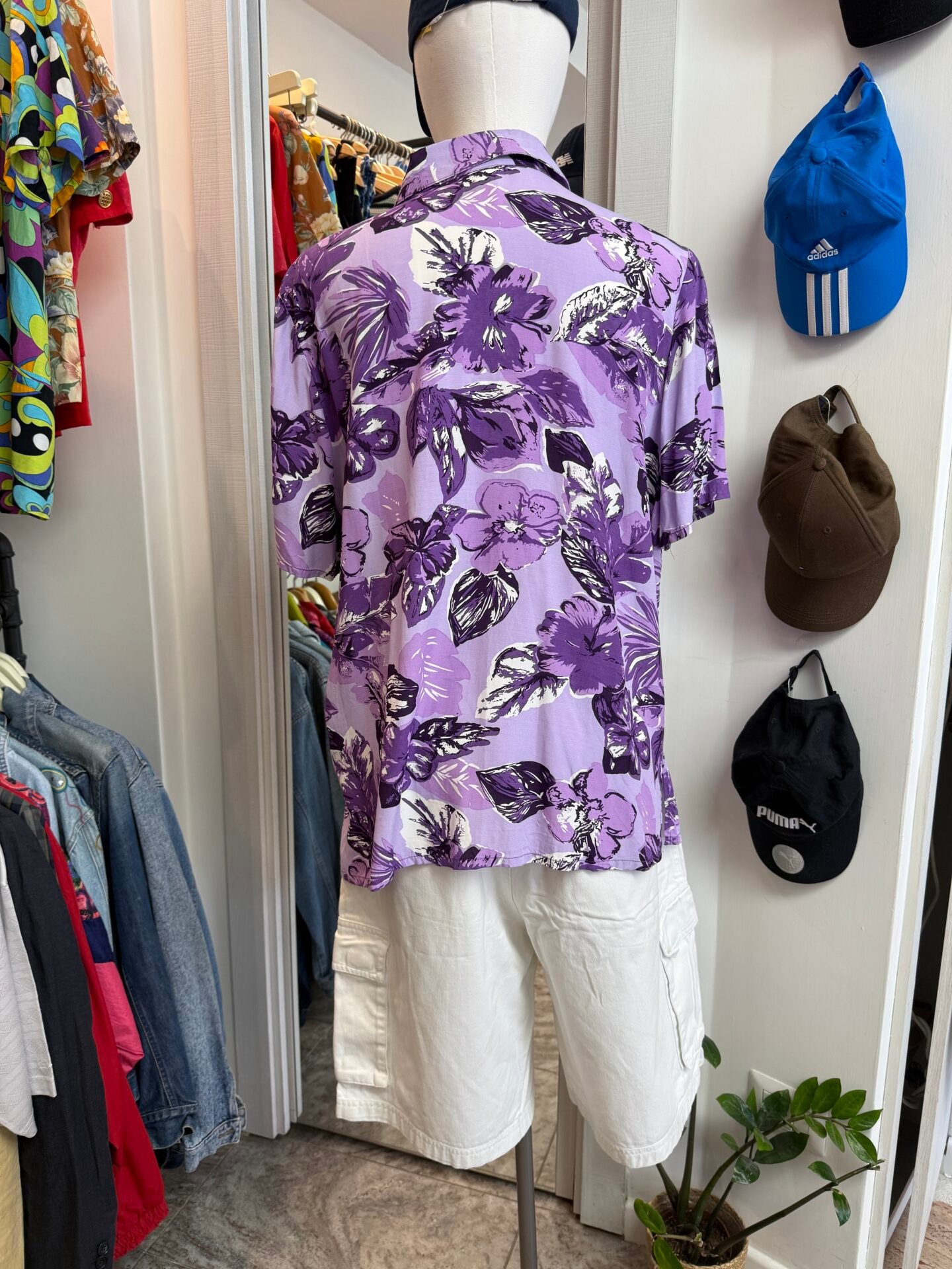 Camicia hawaiana viola L