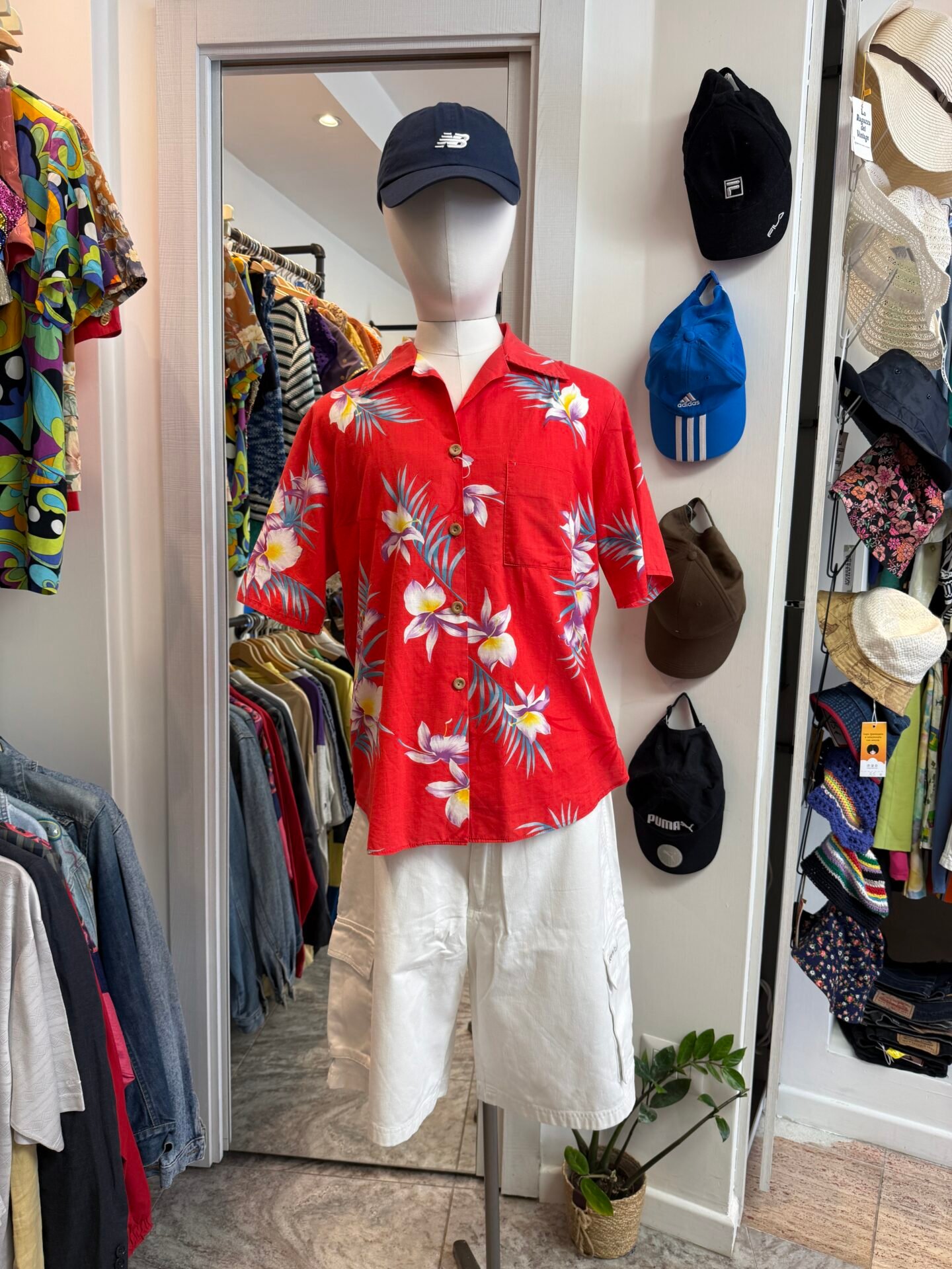 Camicia hawaiana rossa M