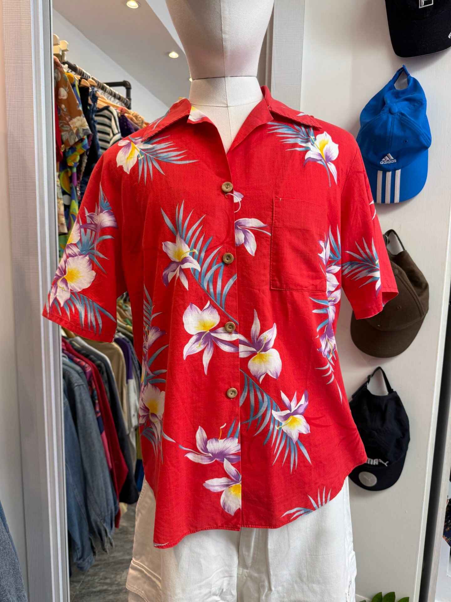 Camicia hawaiana rossa M