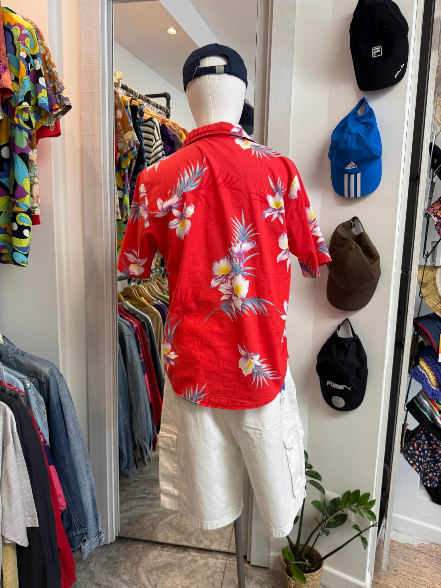 Camicia hawaiana rossa M