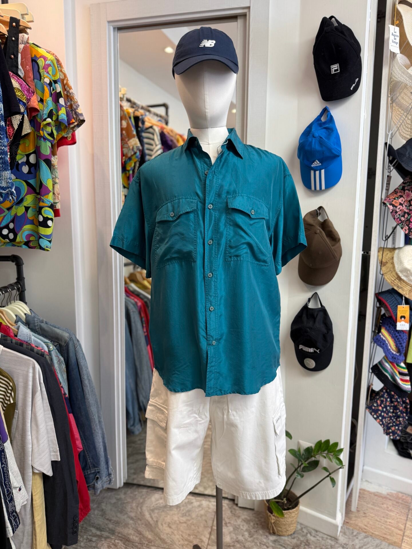 Camicia in seta ottanio