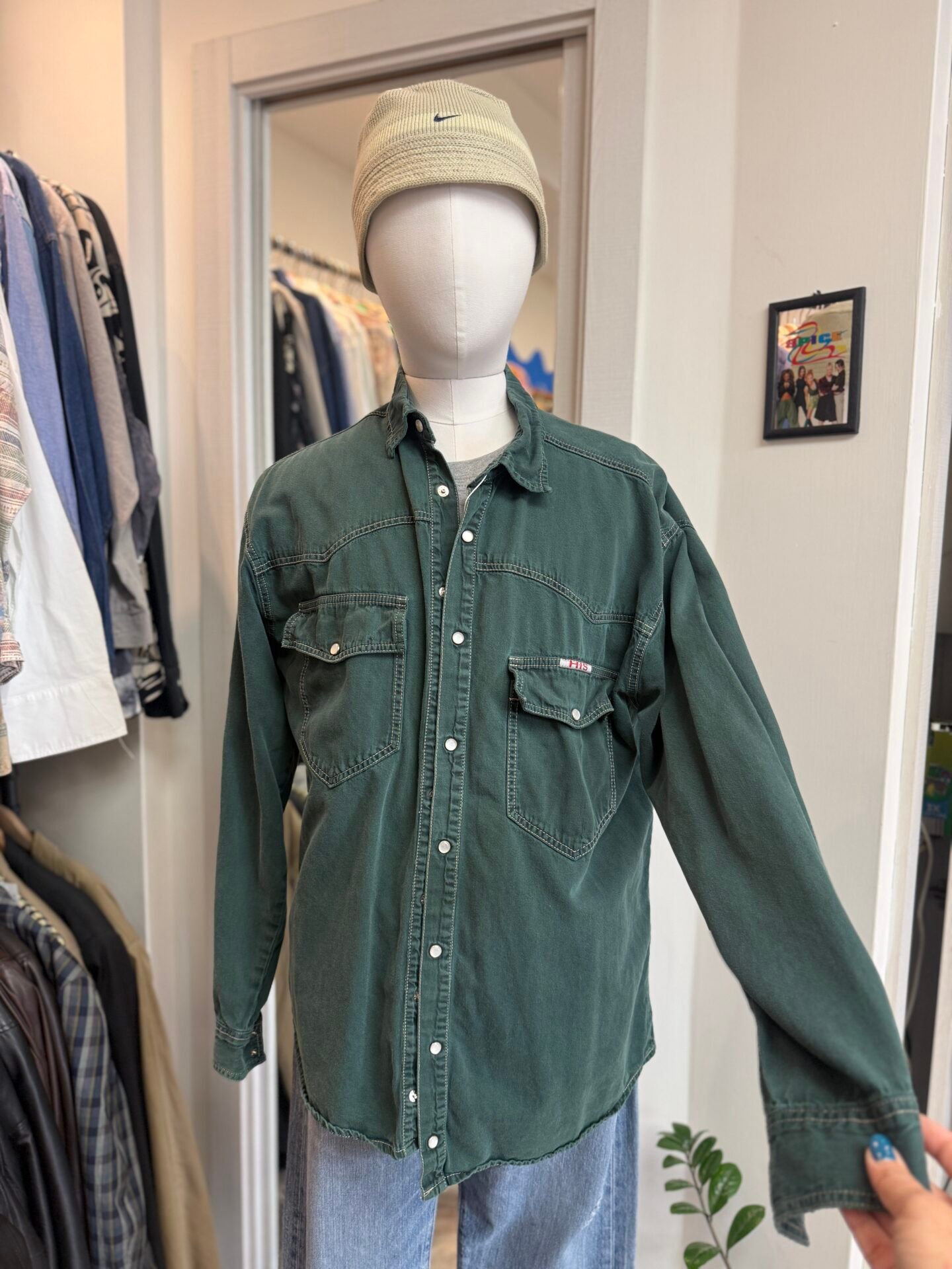 Camicia di jeans verde