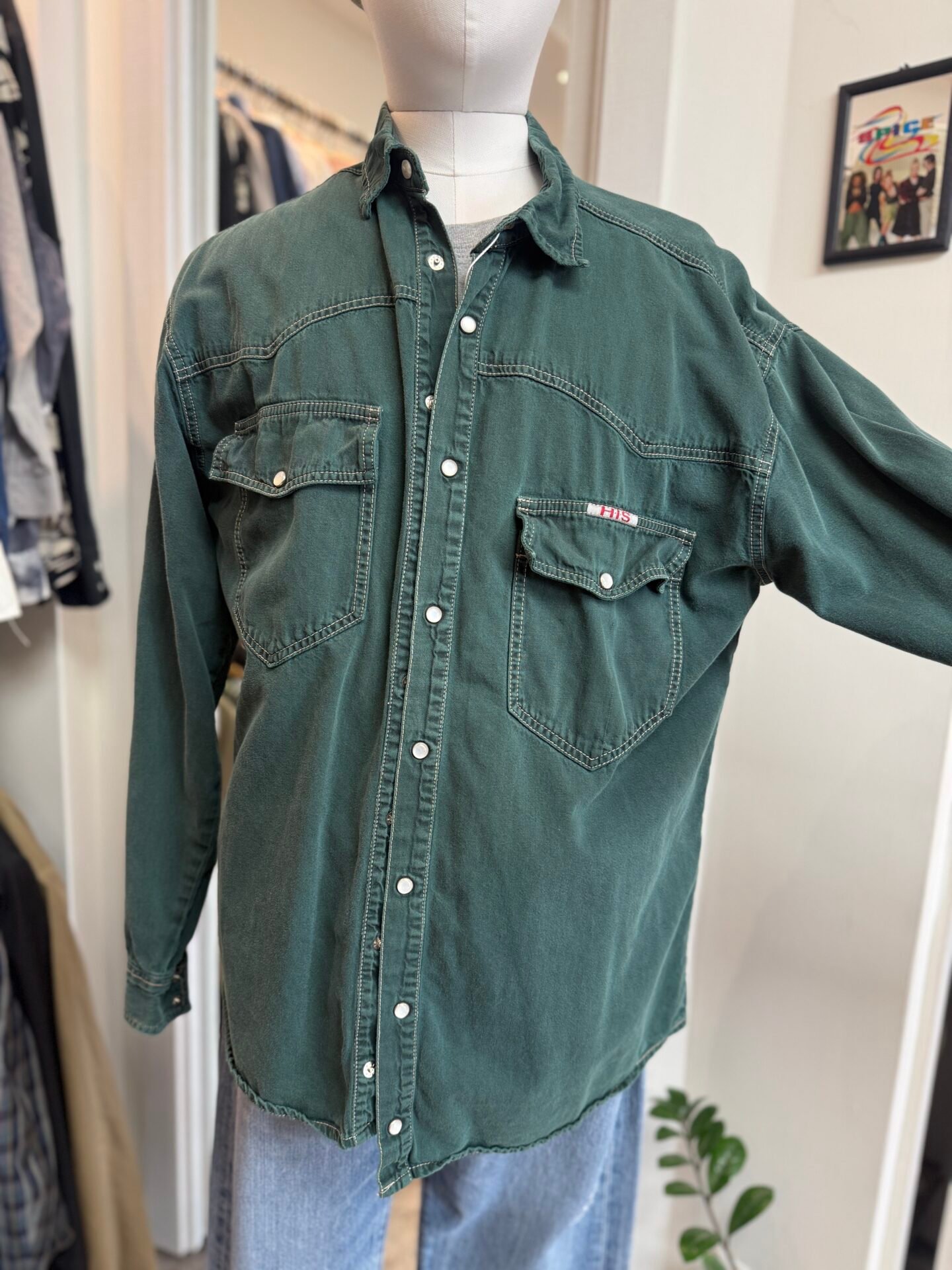 Camicia di jeans verde