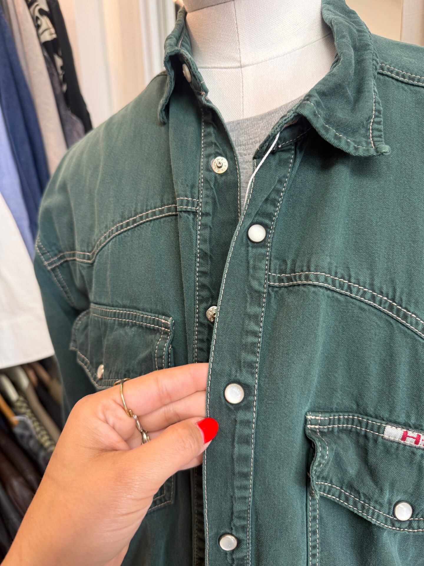 Camicia di jeans verde