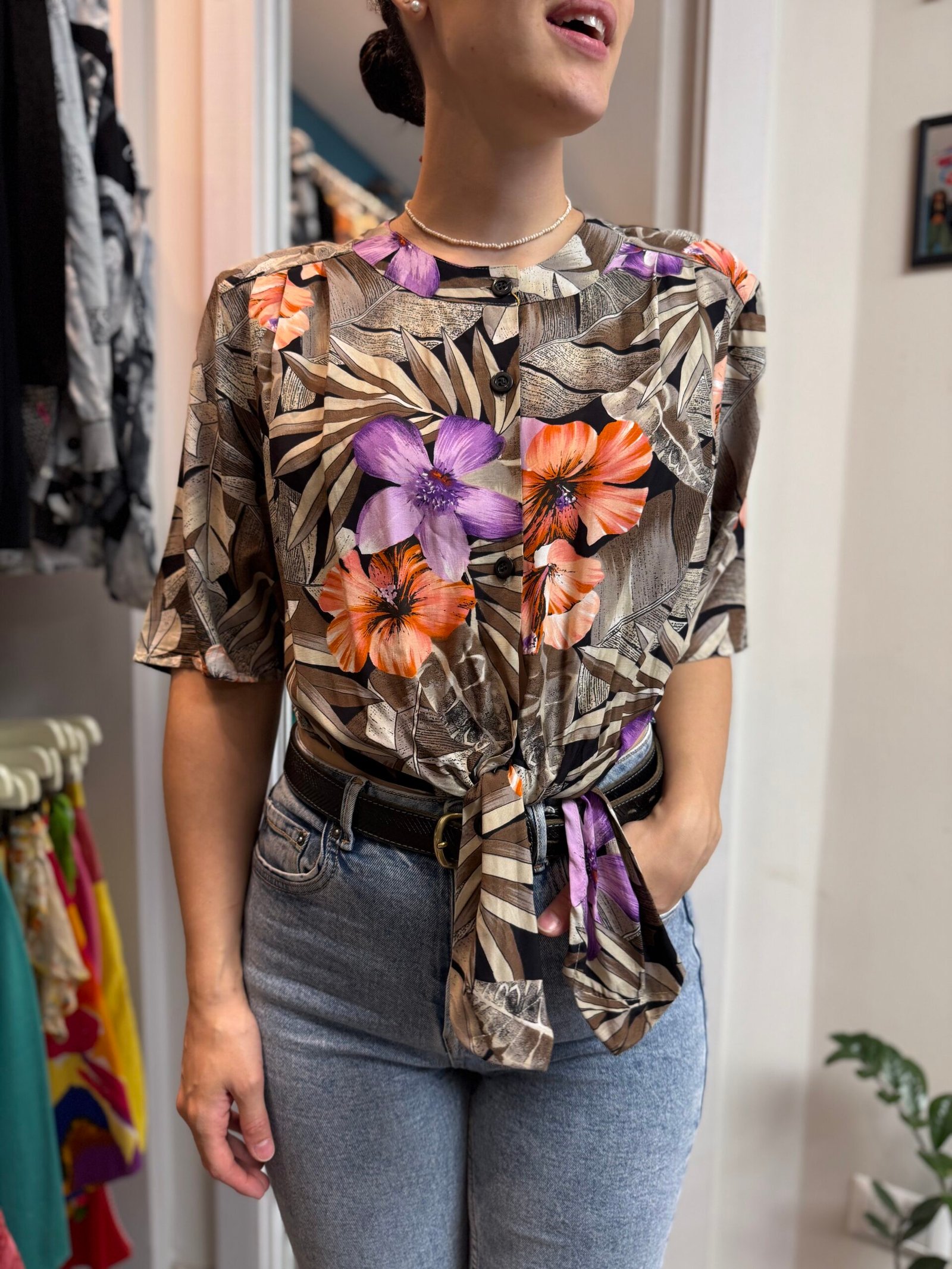 Camicia Crop hawaiana