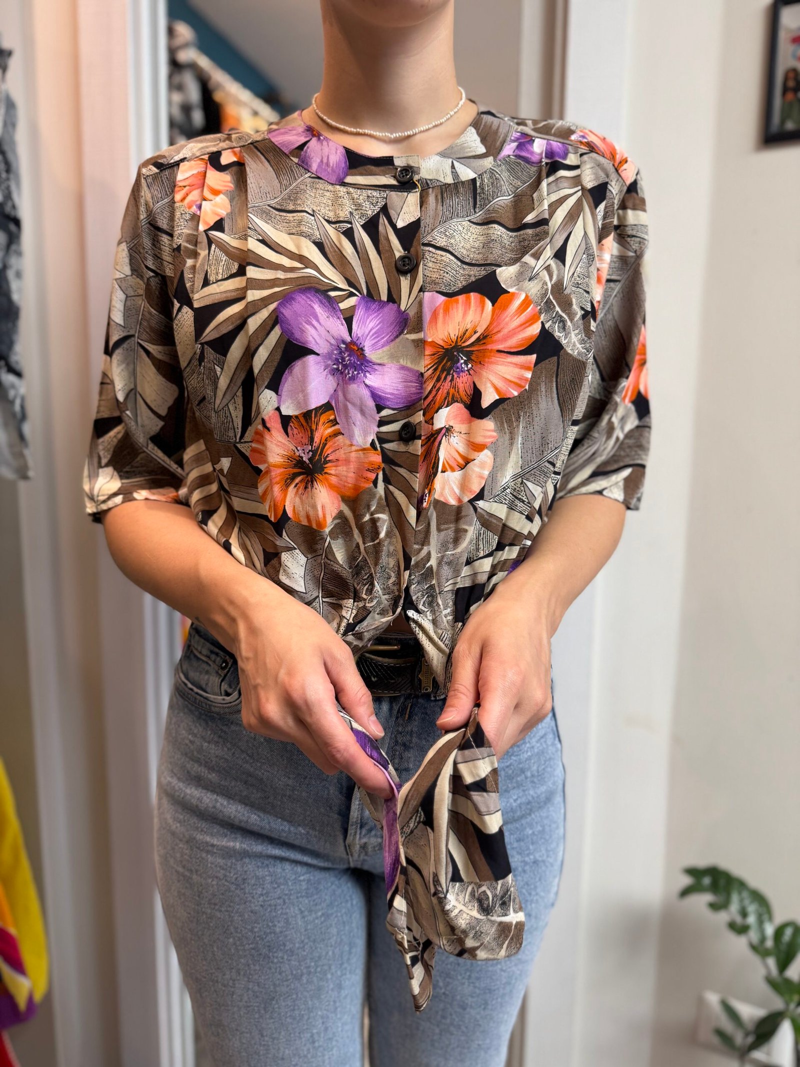 Camicia Crop hawaiana