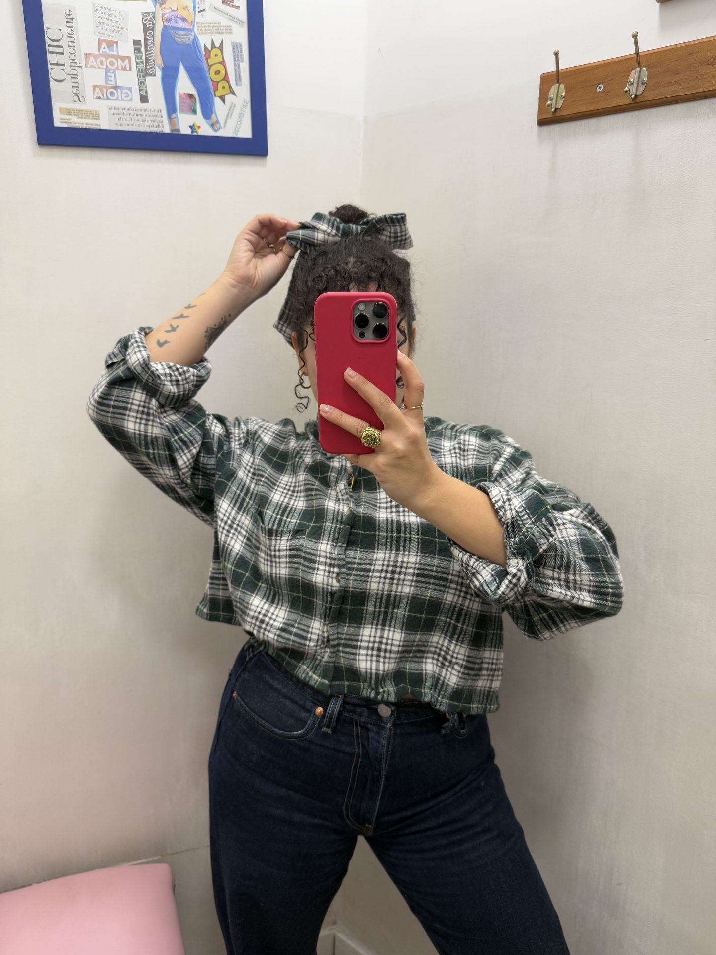 IMG_4833 Camicia tartan verde + fiocco