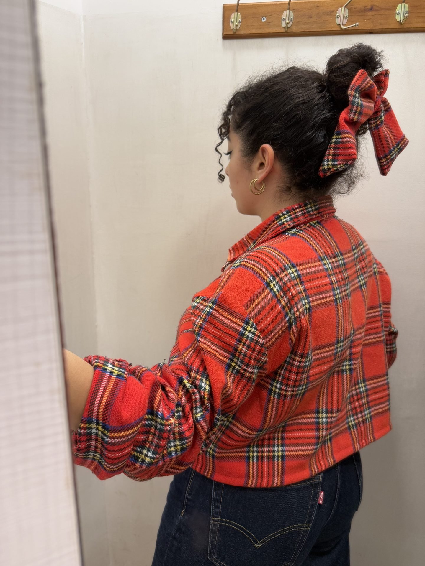 IMG_4857 Camicia tartan rossa + fiocco