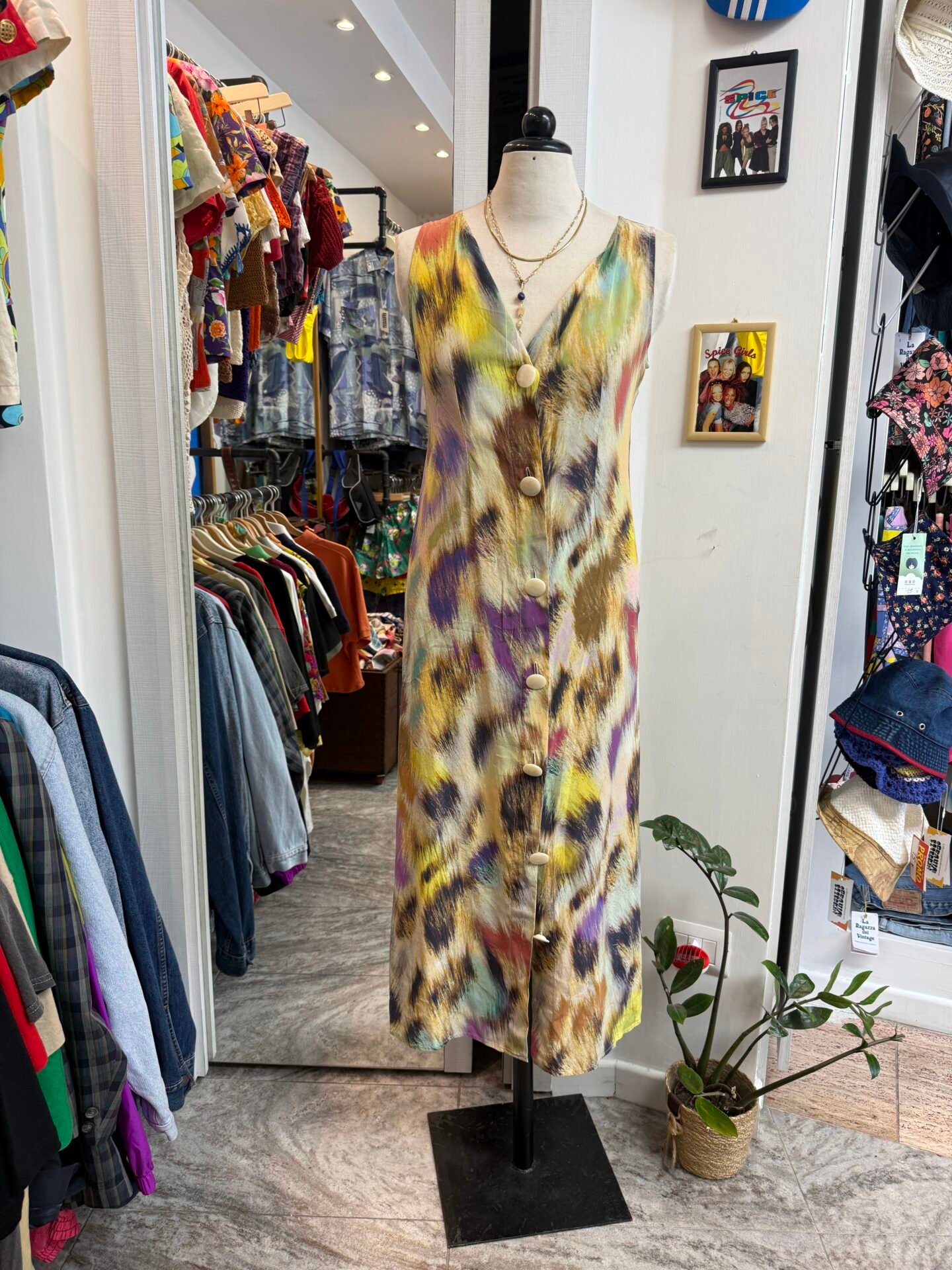 Vestito multicolor in seta